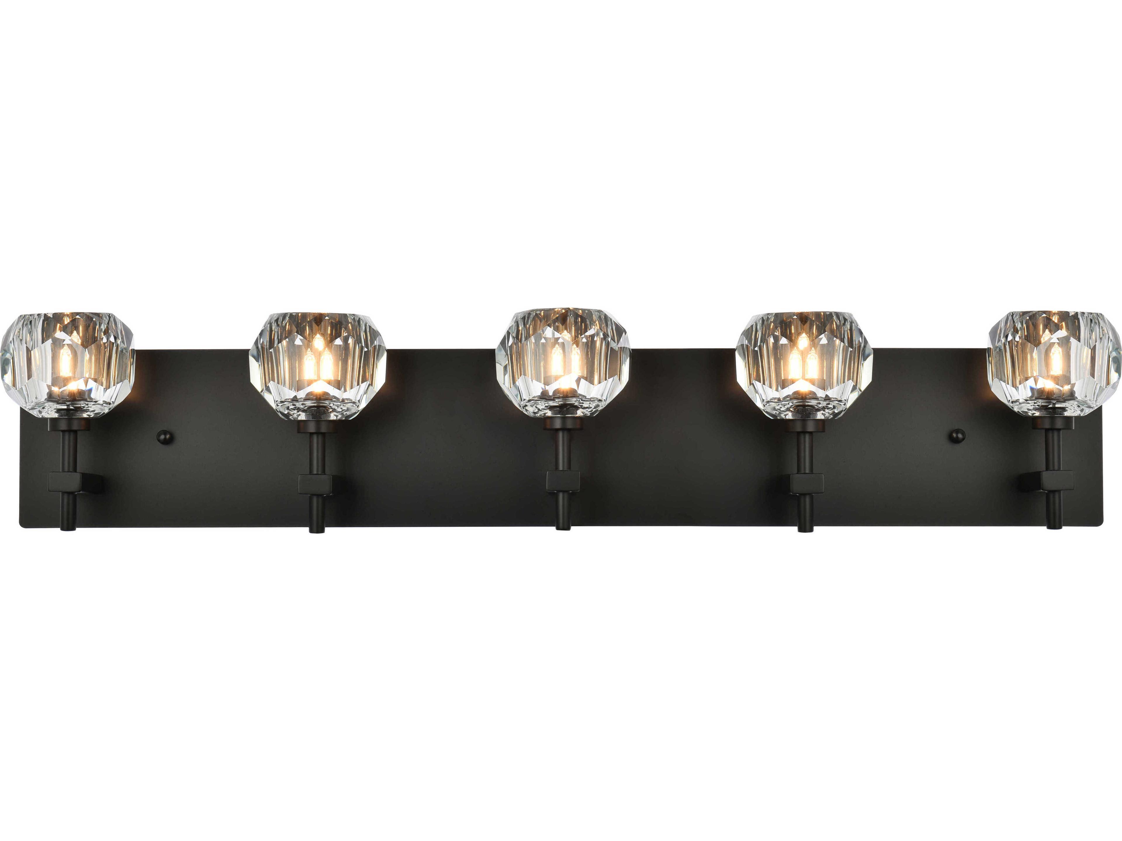 Elegant Lighting Graham 5-Light Black Crystal Vanity Light