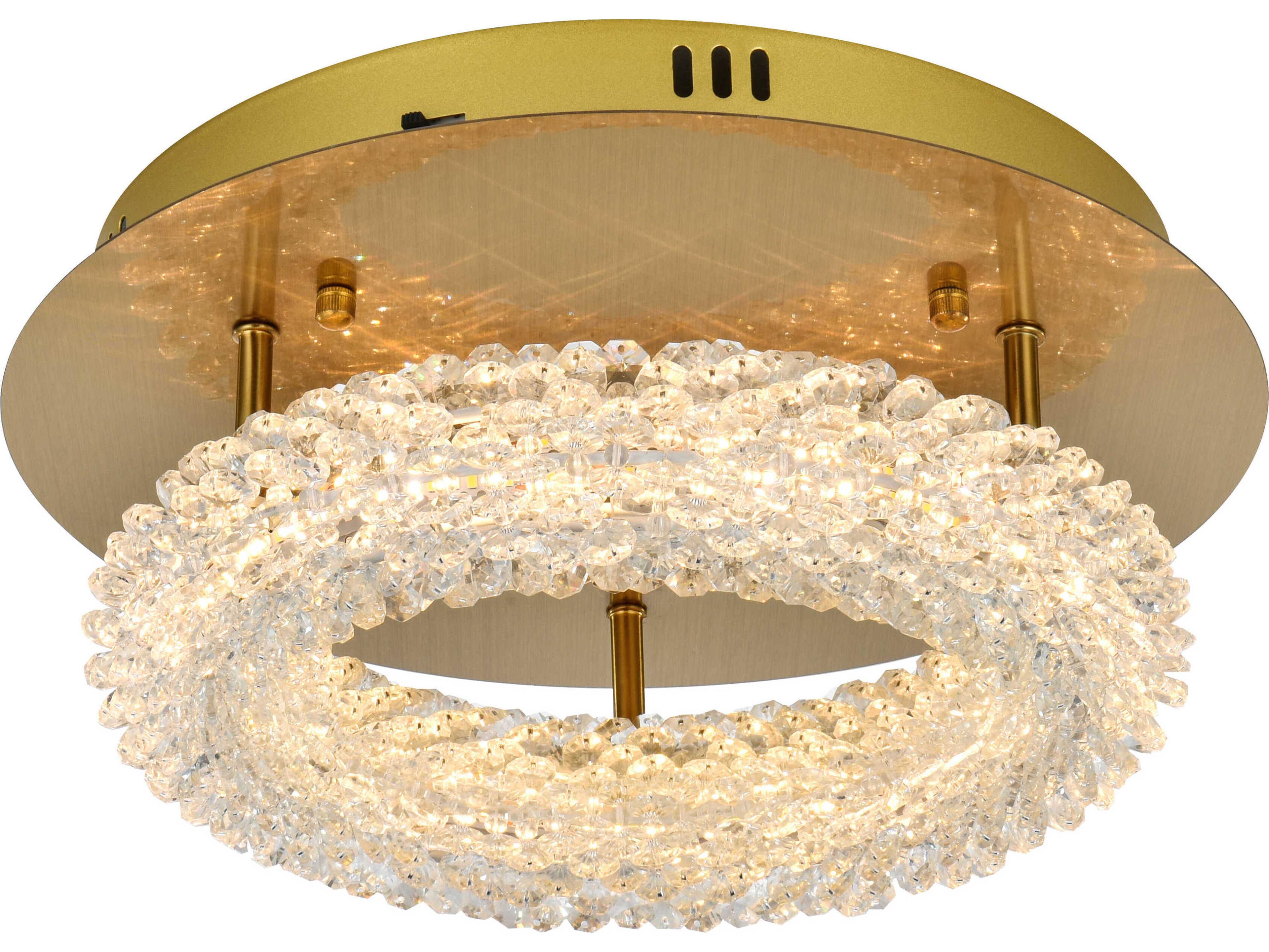 Elegant Lighting Bowen 1-Light Satin Gold Round Semi Flush Mount