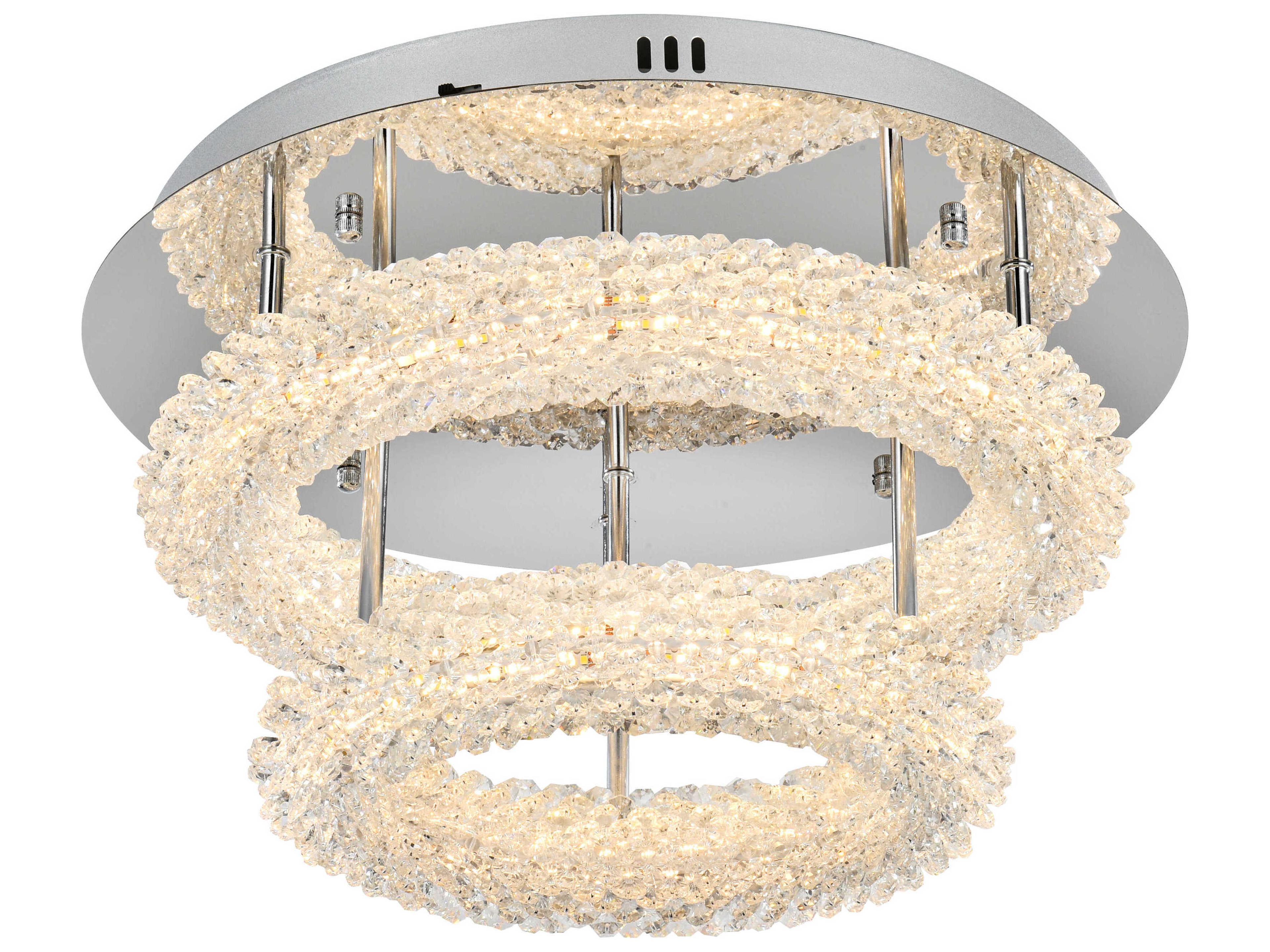 Elegant Lighting Bowen 2-Light Chrome Round Tiered Semi Flush Mount