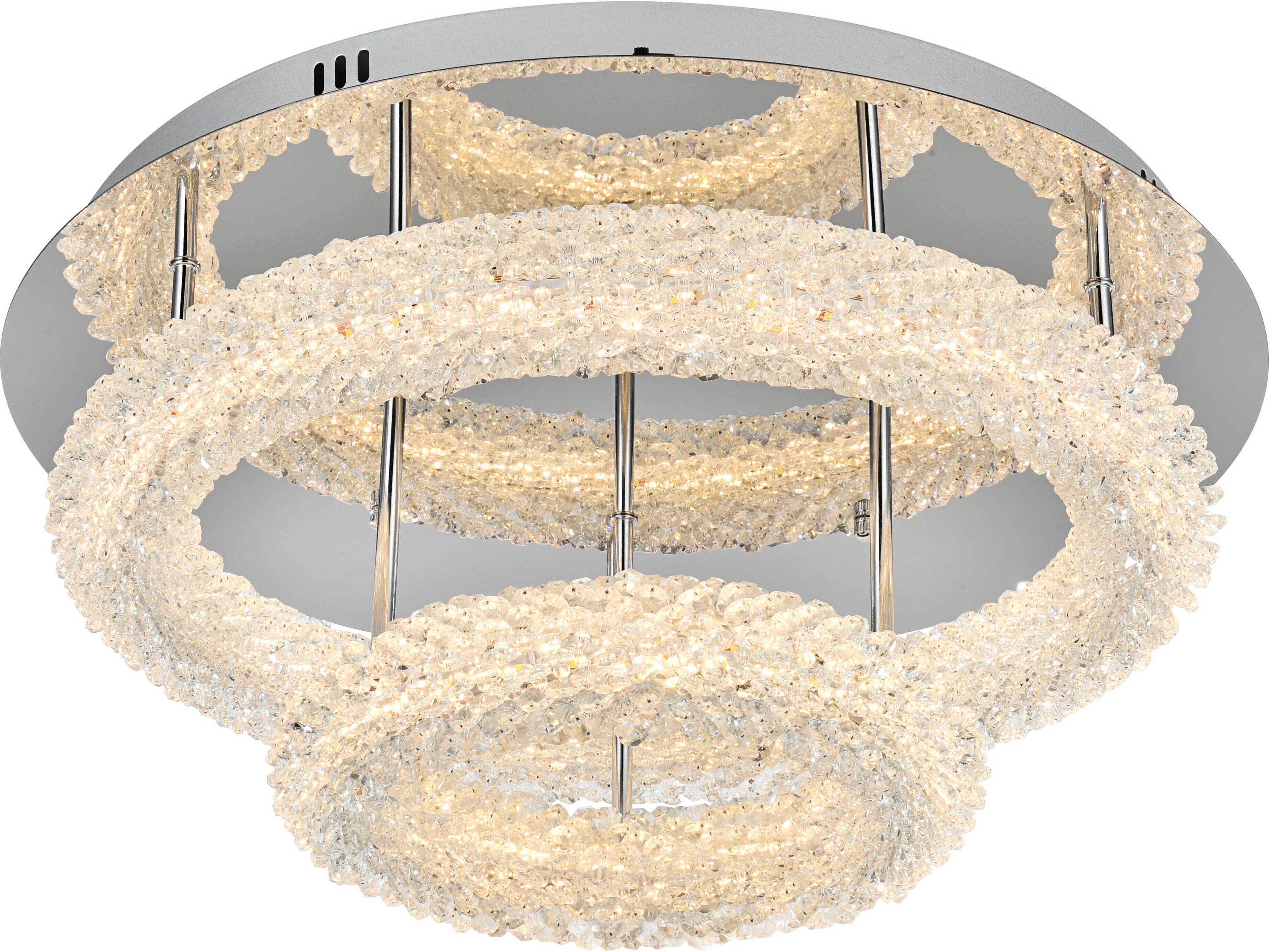 Elegant Lighting Bowen 2-Light Chrome Round Tiered Semi Flush Mount