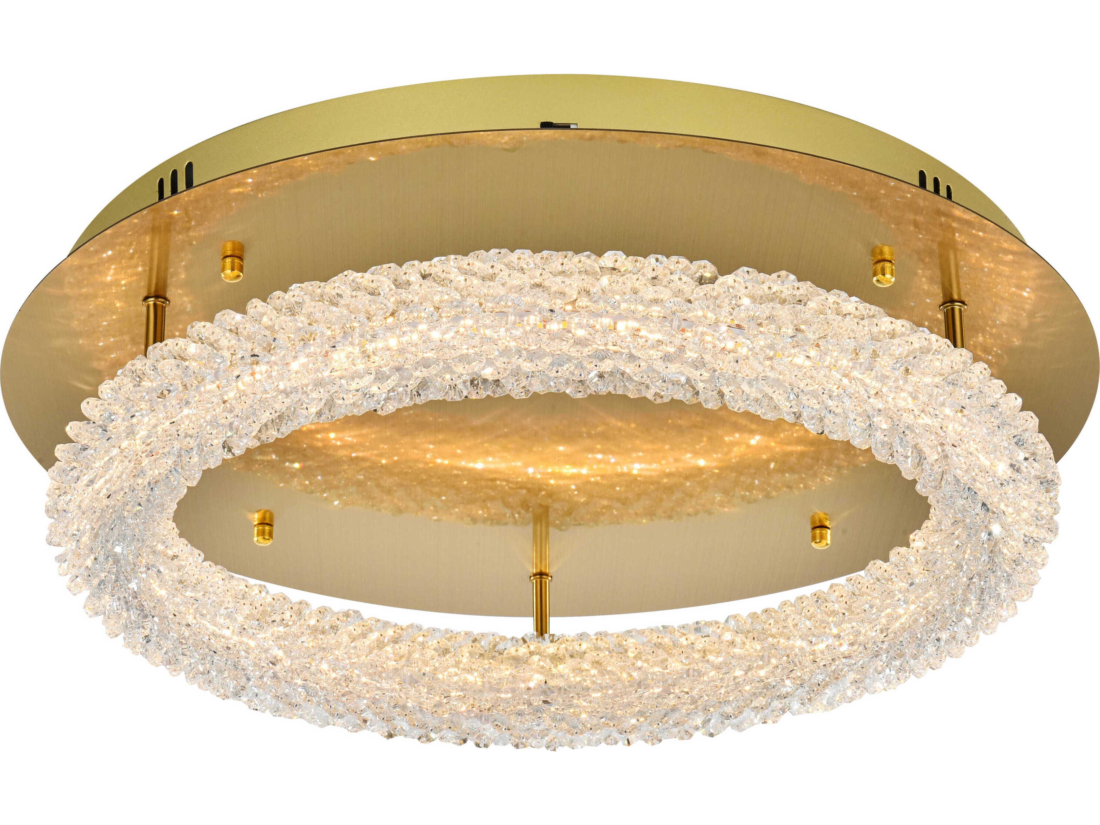 Elegant Lighting Bowen 1-Light Satin Gold Round Semi Flush Mount