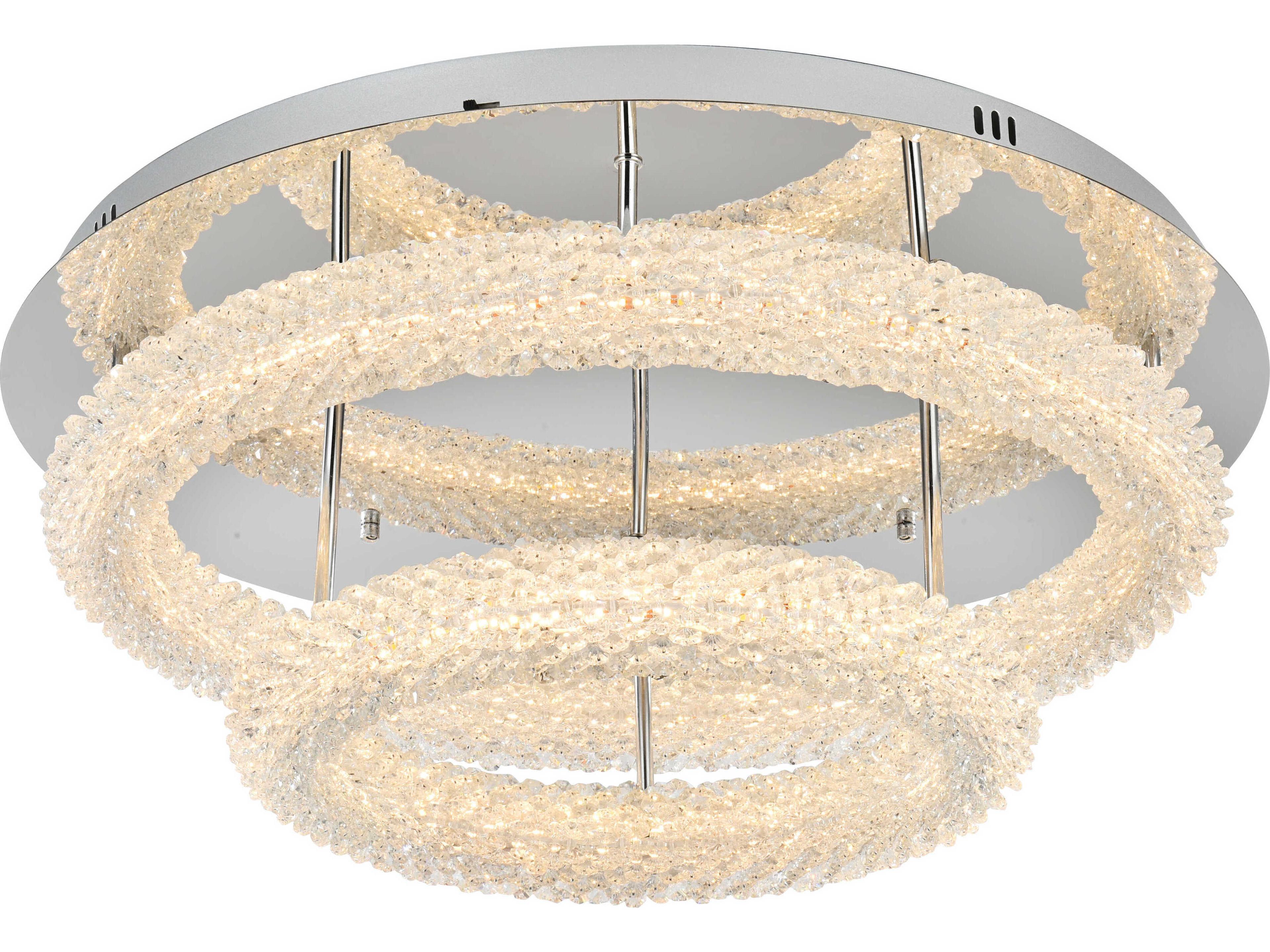 Elegant Lighting Bowen 2-Light Chrome Round Tiered Semi Flush Mount
