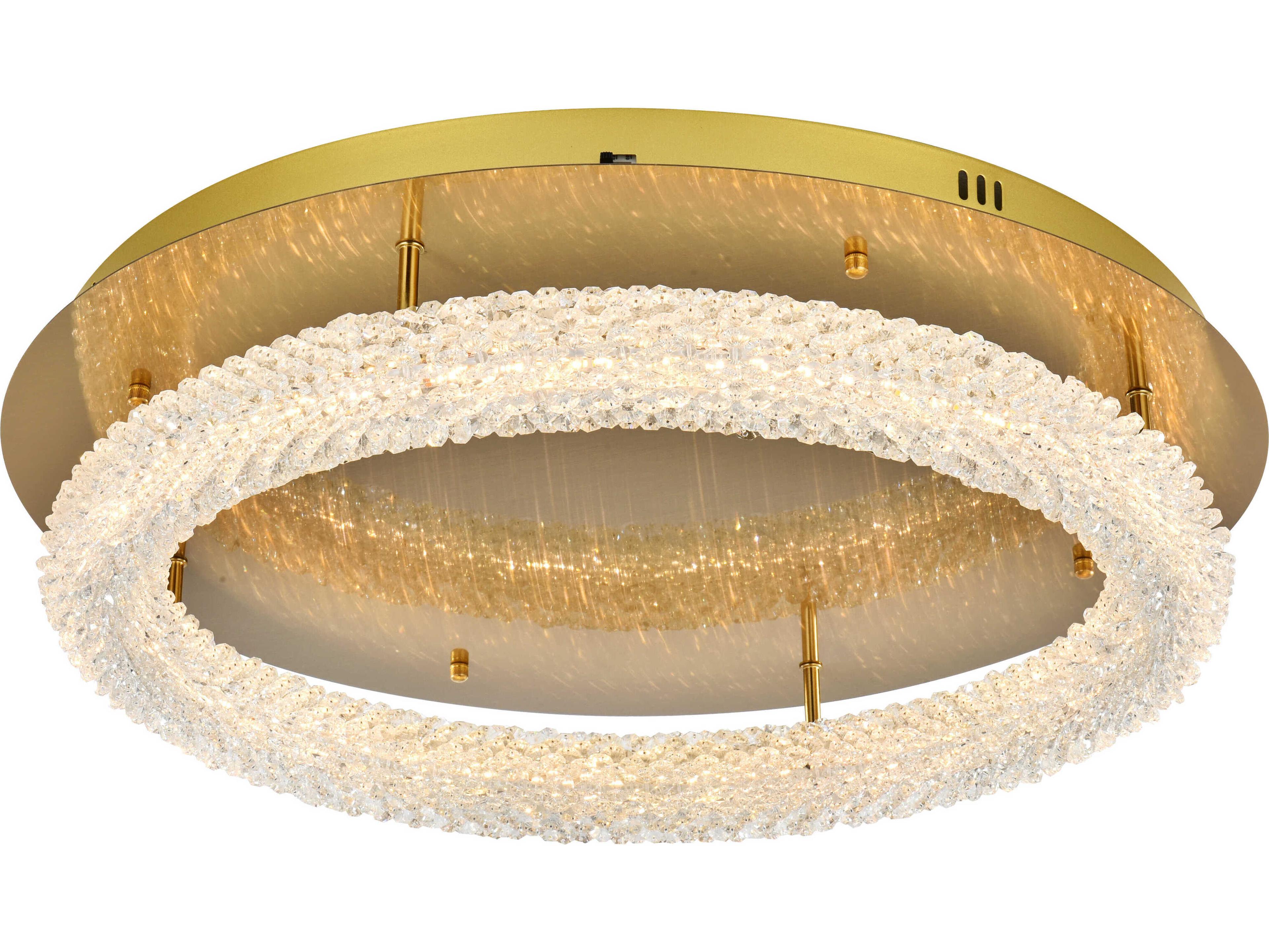 Elegant Lighting Bowen 1-Light Satin Gold Round Semi Flush Mount