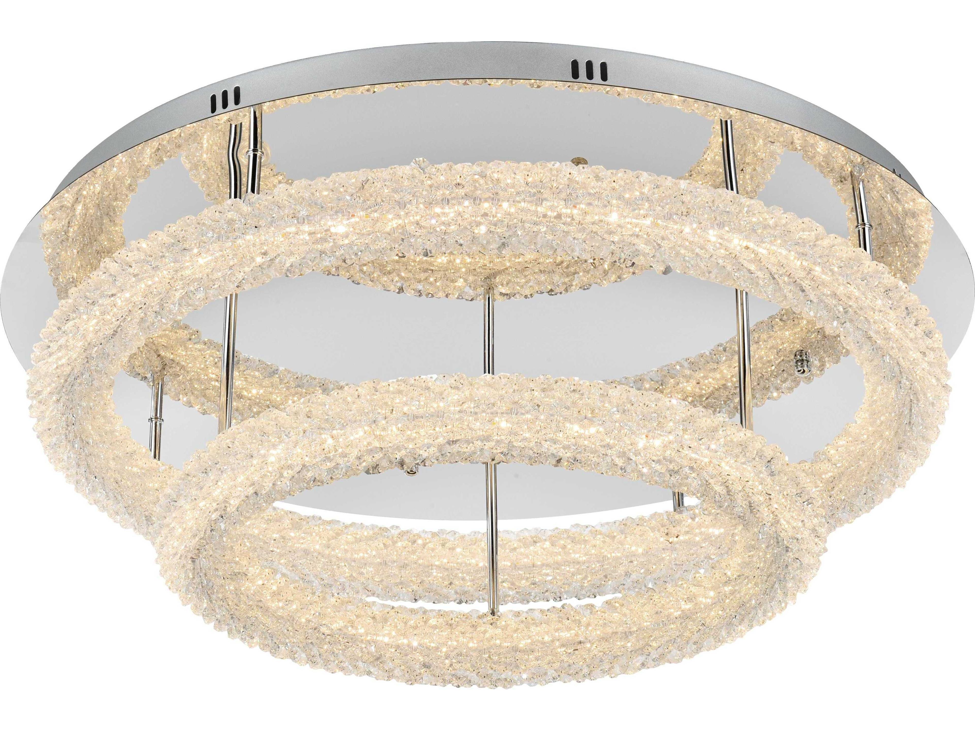 Elegant Lighting Bowen 2-Light Chrome Round Tiered Semi Flush Mount