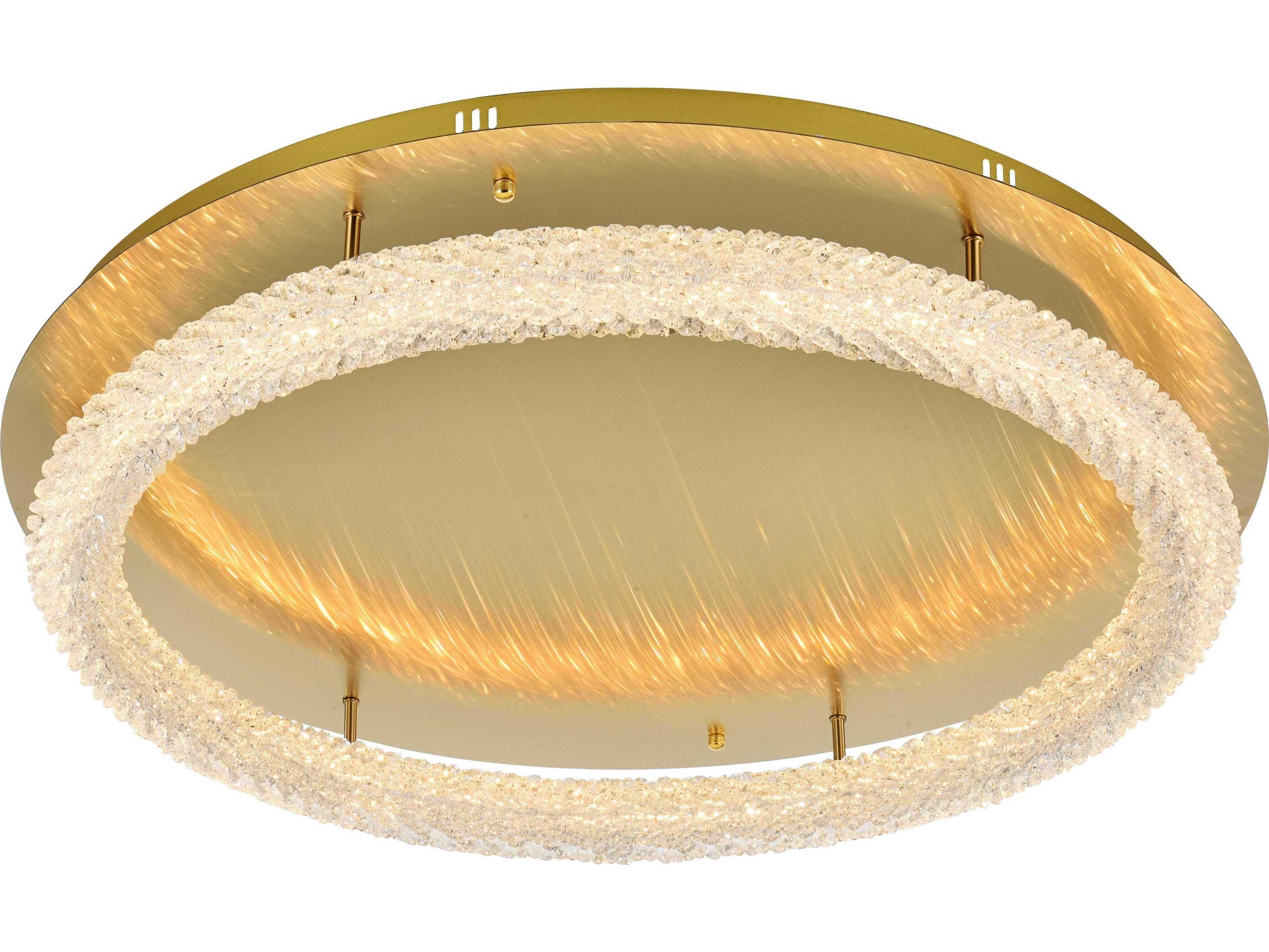 Elegant Lighting Bowen 1-Light Satin Gold Round Semi Flush Mount