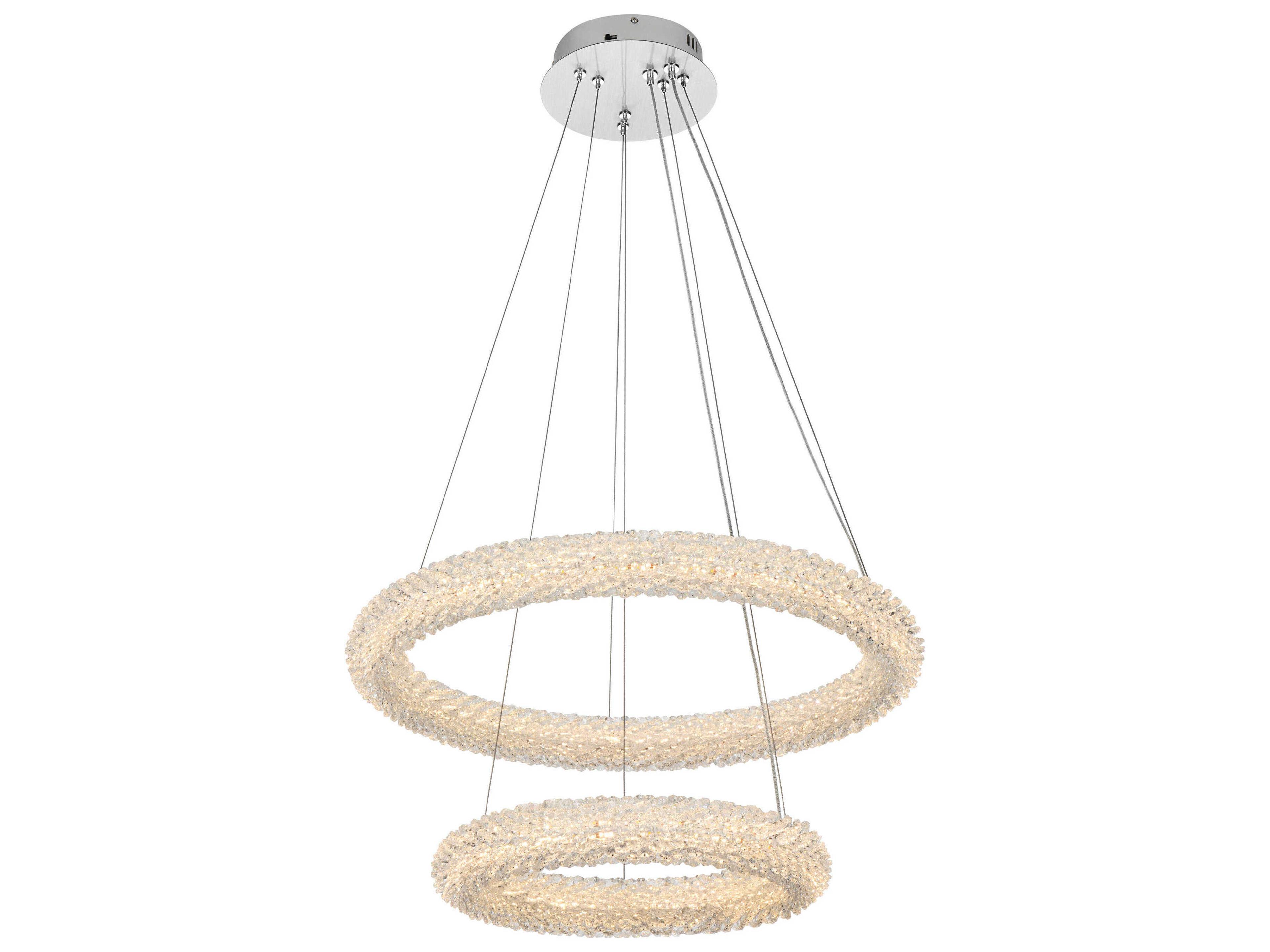 Elegant Lighting Bowen 2-Light Chrome Tiered Pendant