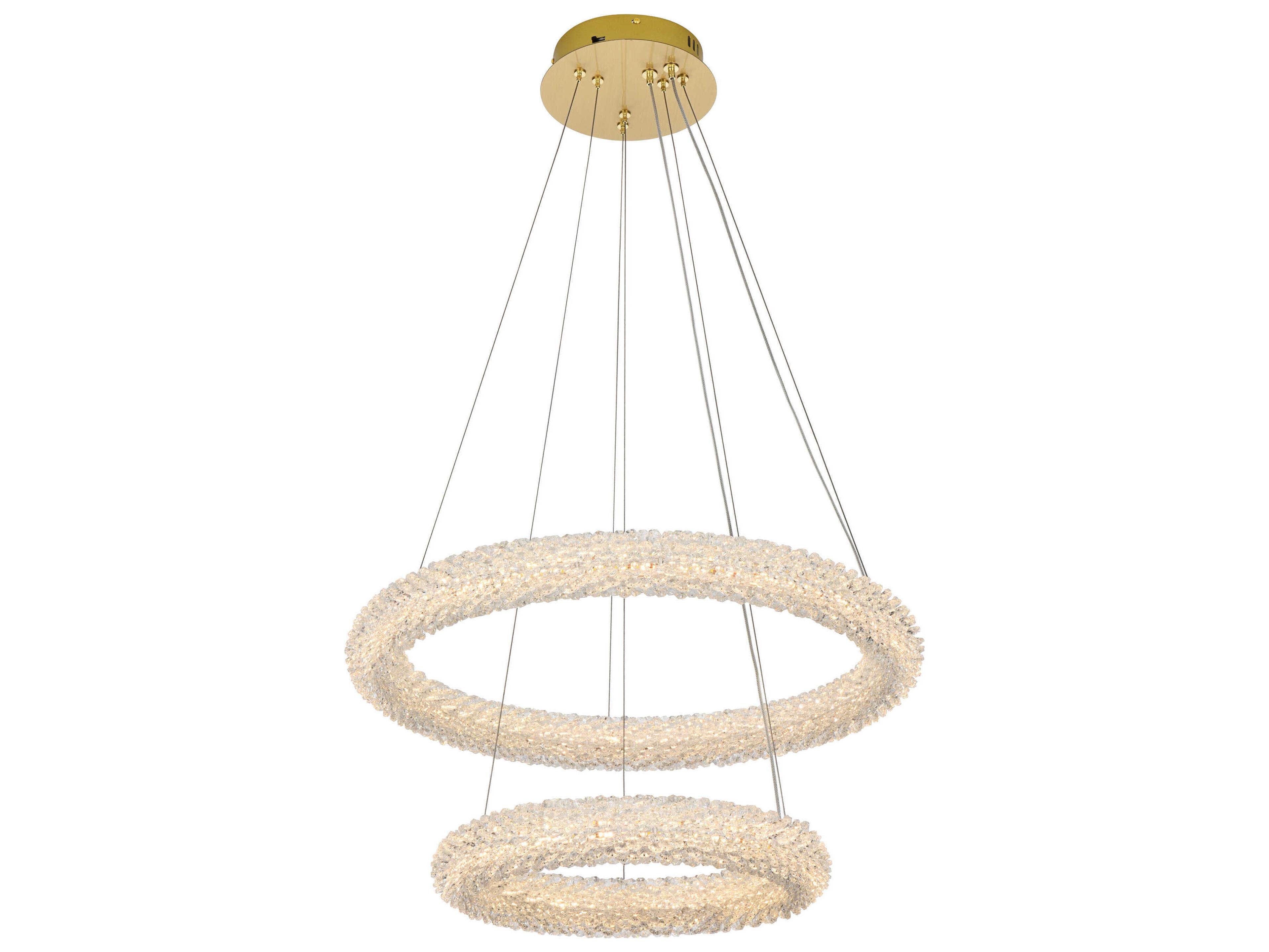 Elegant Lighting Bowen 2-Light Satin Gold Tiered Pendant