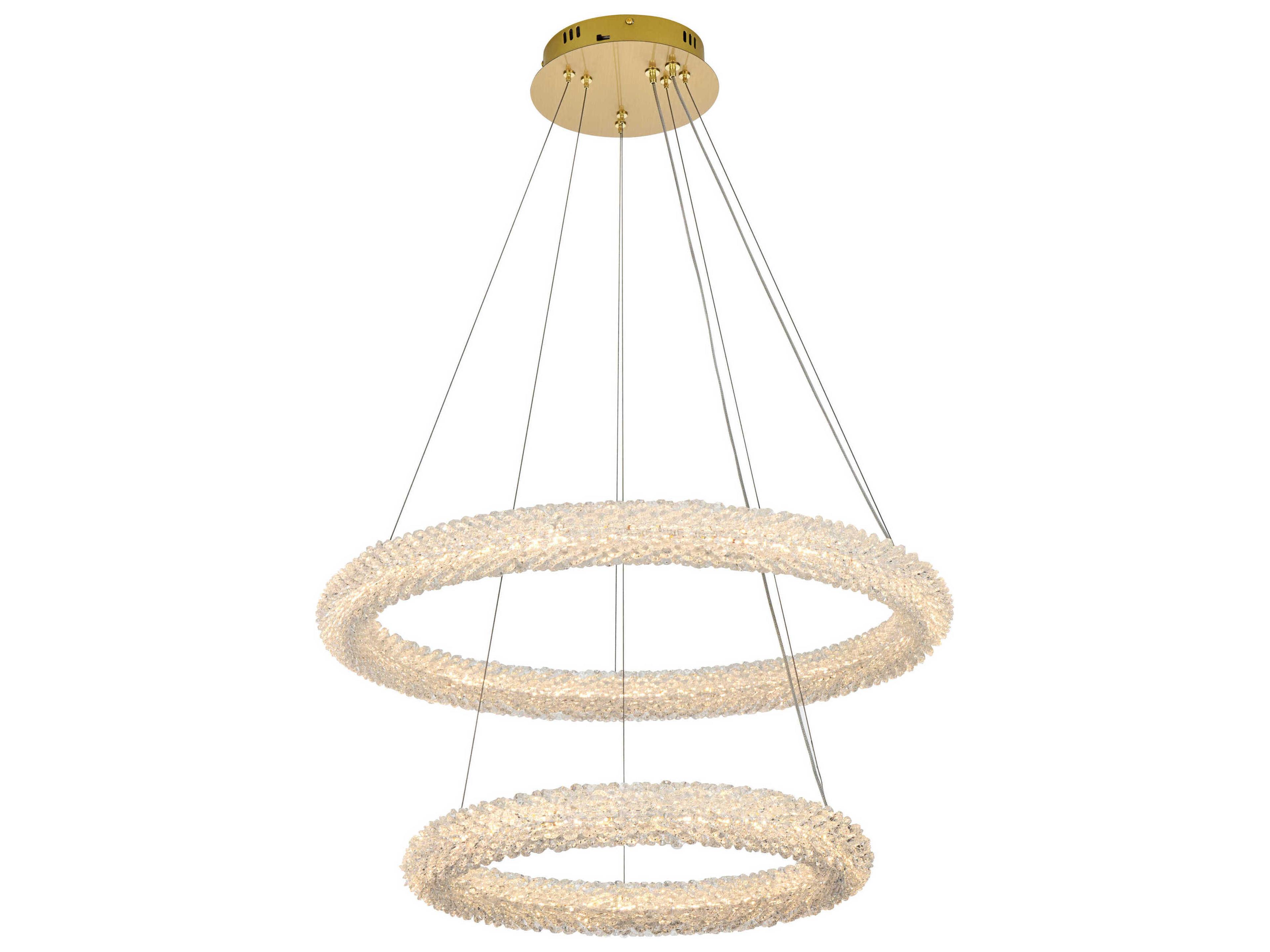 Elegant Lighting Bowen 2-Light Satin Gold Tiered Pendant