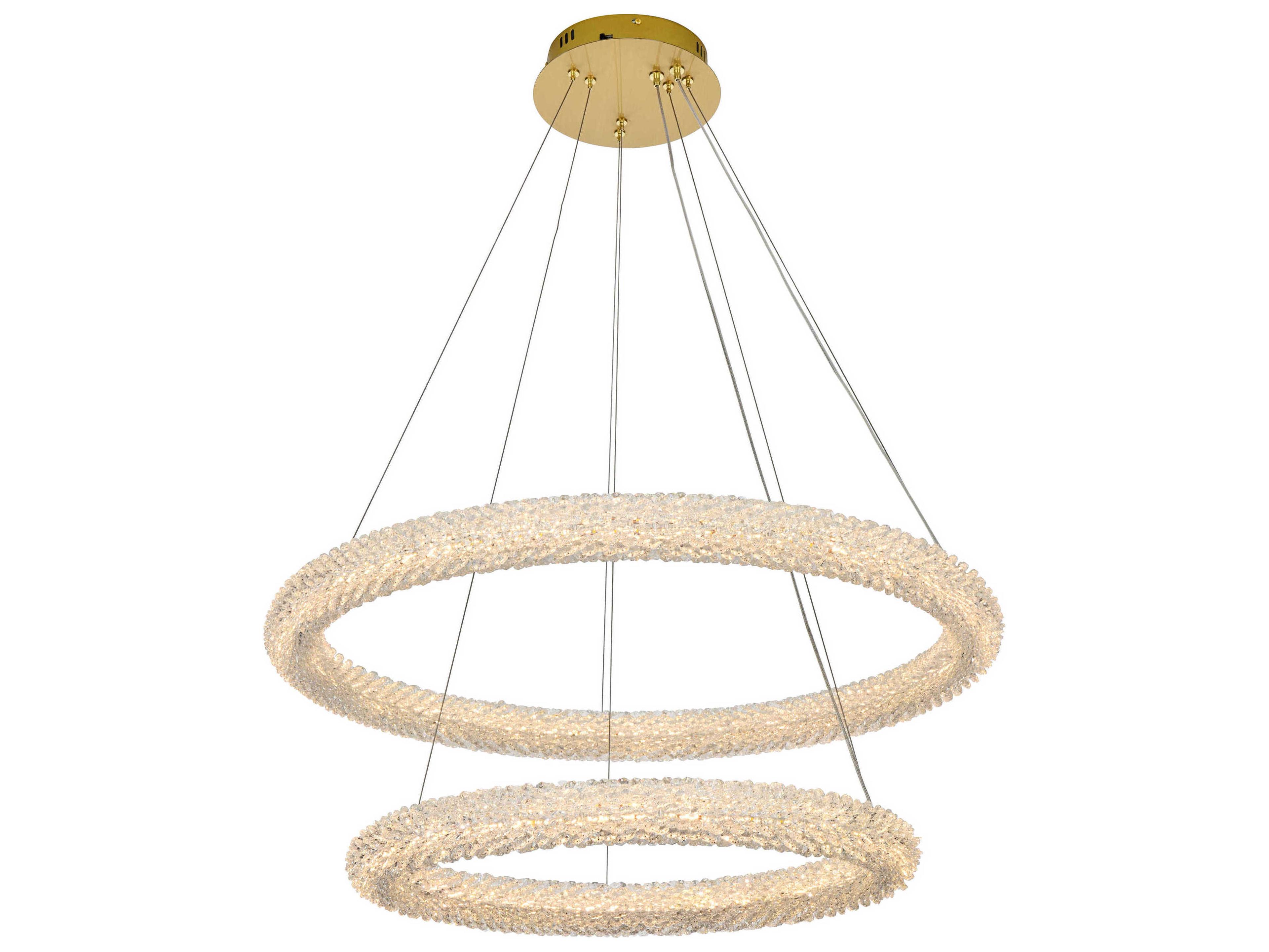 Elegant Lighting Bowen 2-Light Satin Gold Tiered Pendant