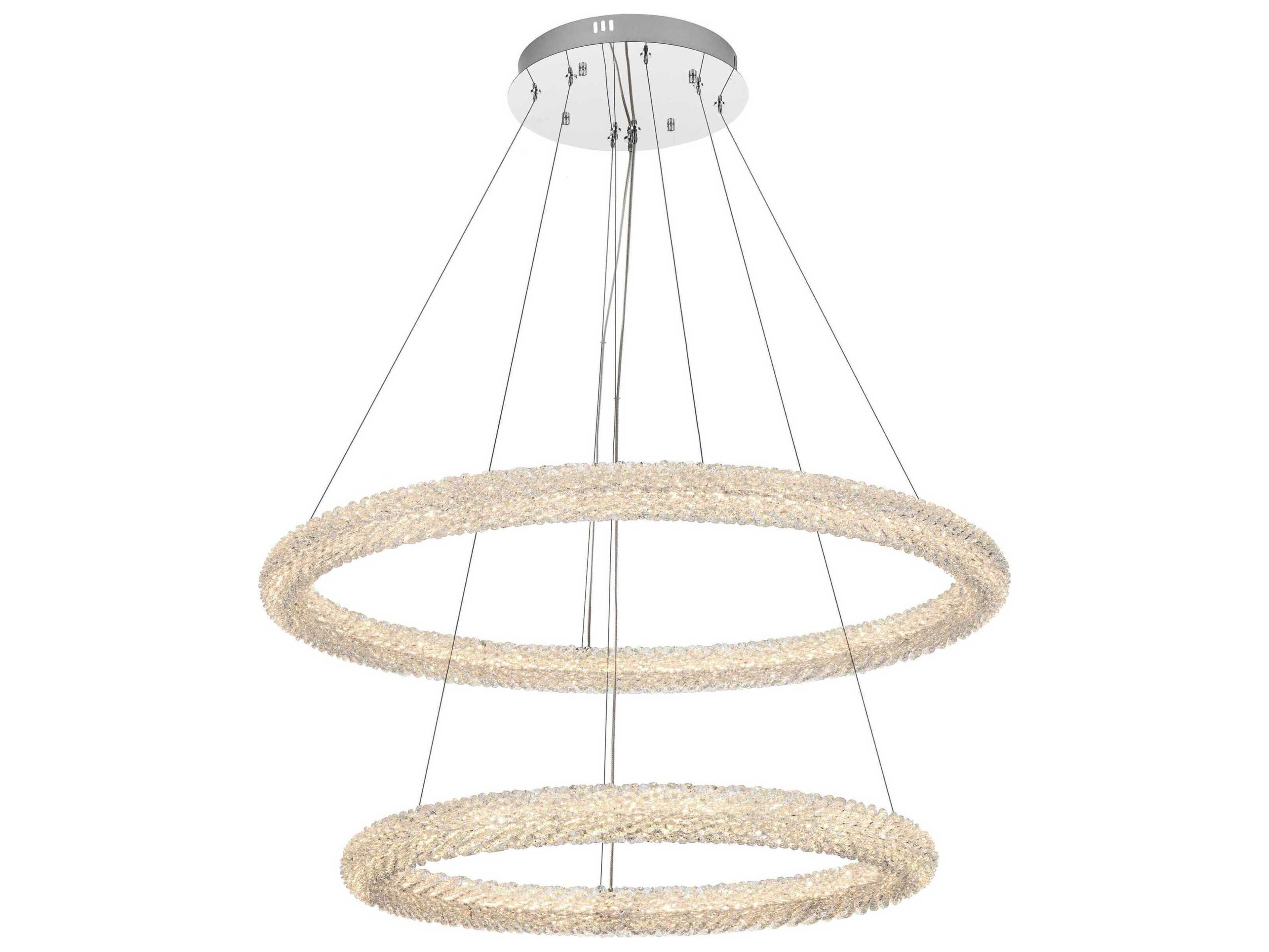 Elegant Lighting Bowen 2-Light Chrome Round Tiered Pendant
