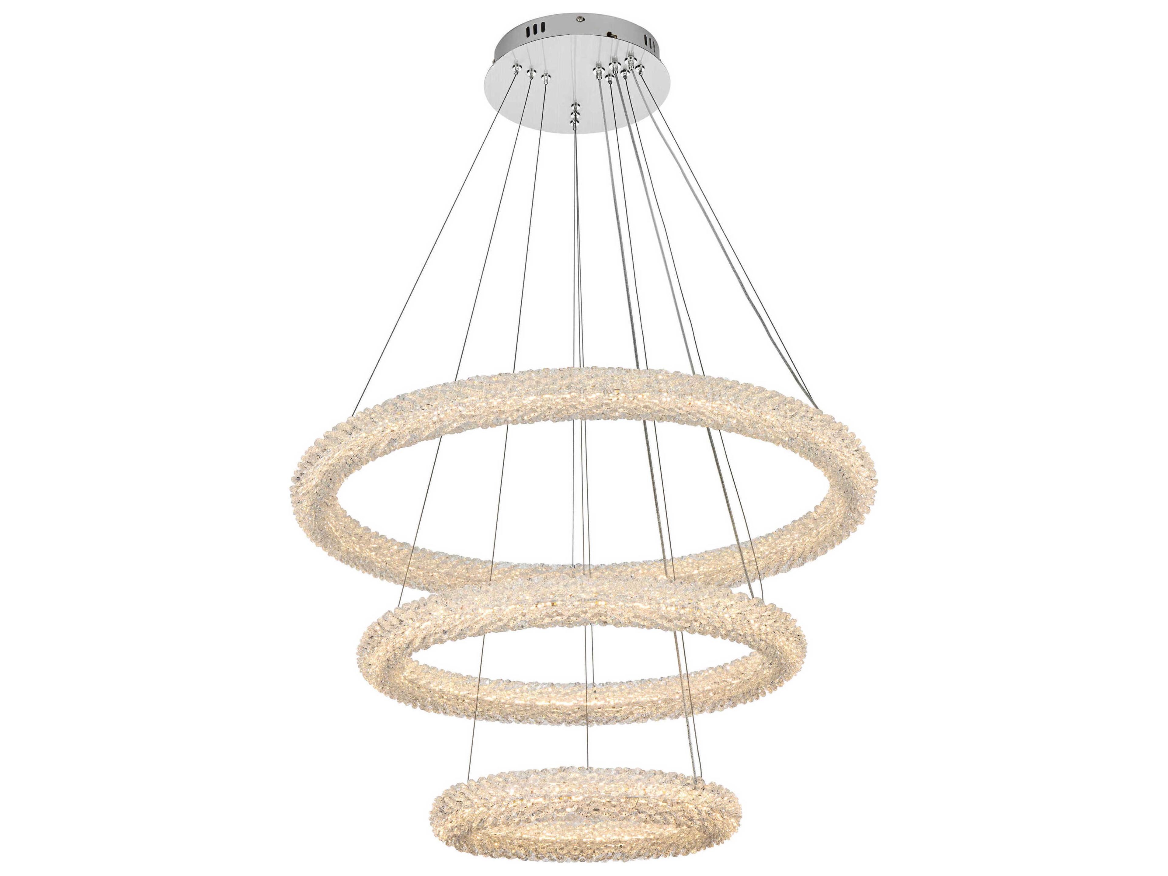 Elegant Lighting Bowen 3-Light Chrome Tiered Pendant