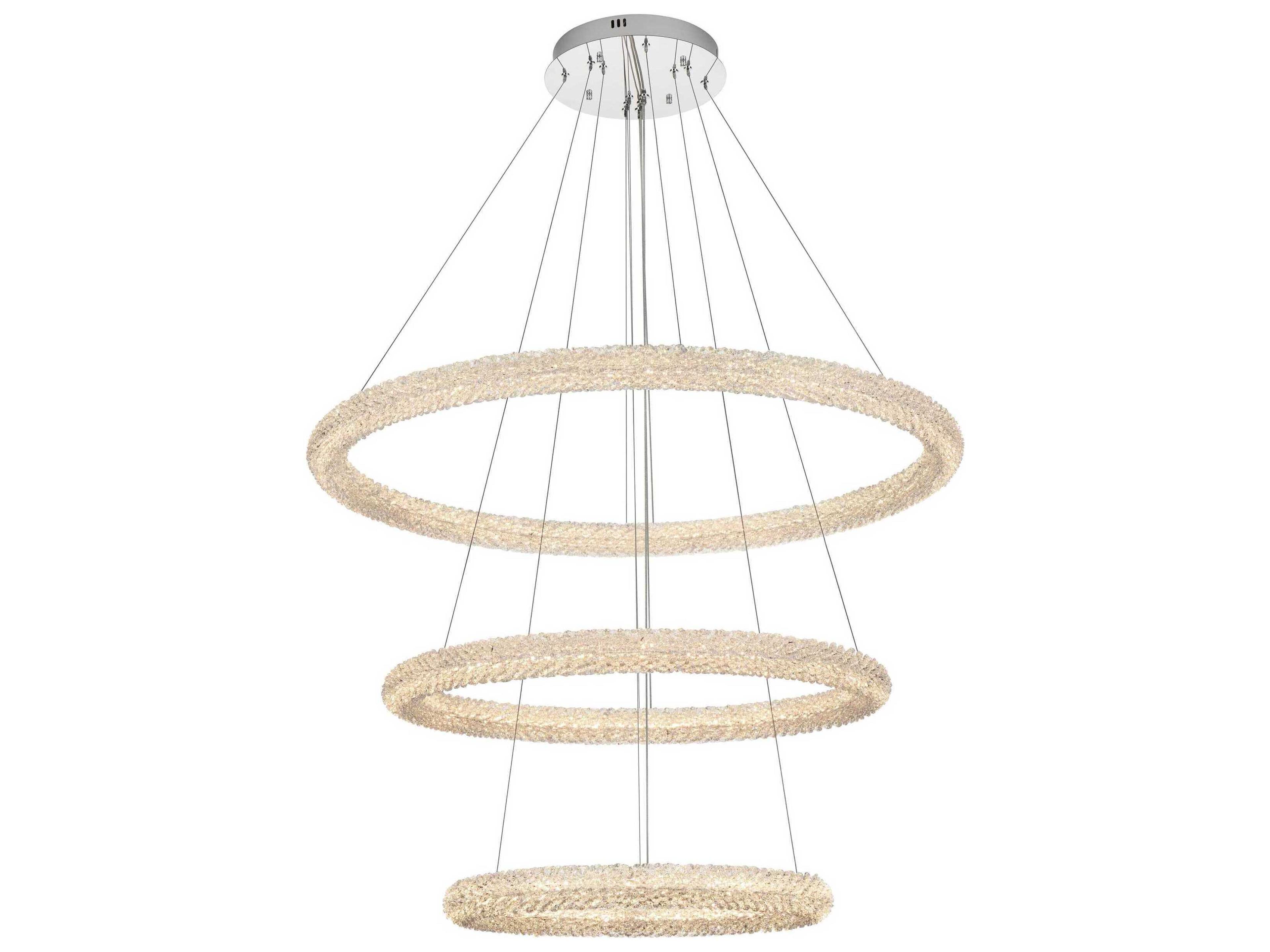 Elegant Lighting Bowen 3-Light Chrome Round Tiered Pendant