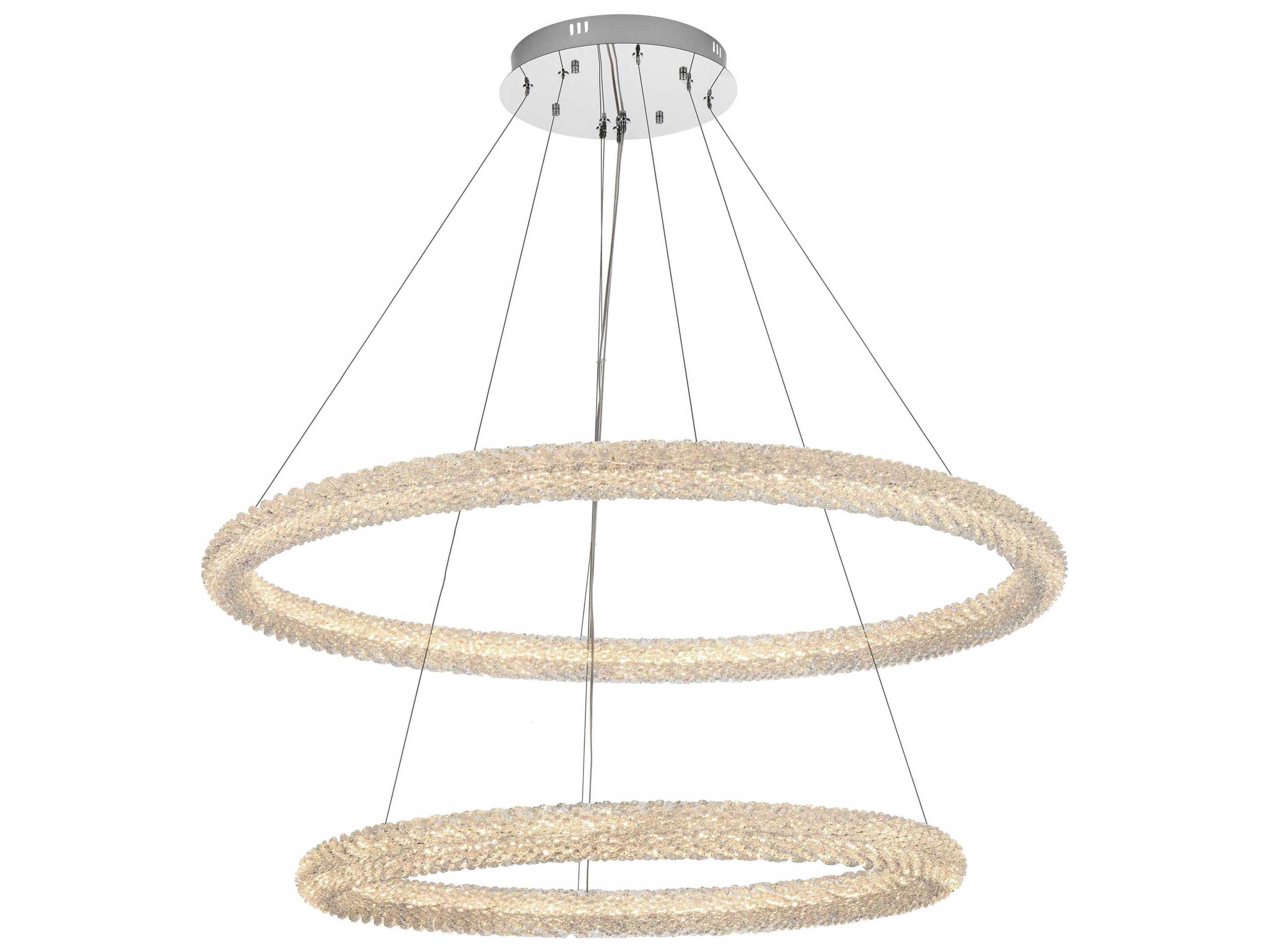 Elegant Lighting Bowen 2-Light Chrome Round Tiered Pendant