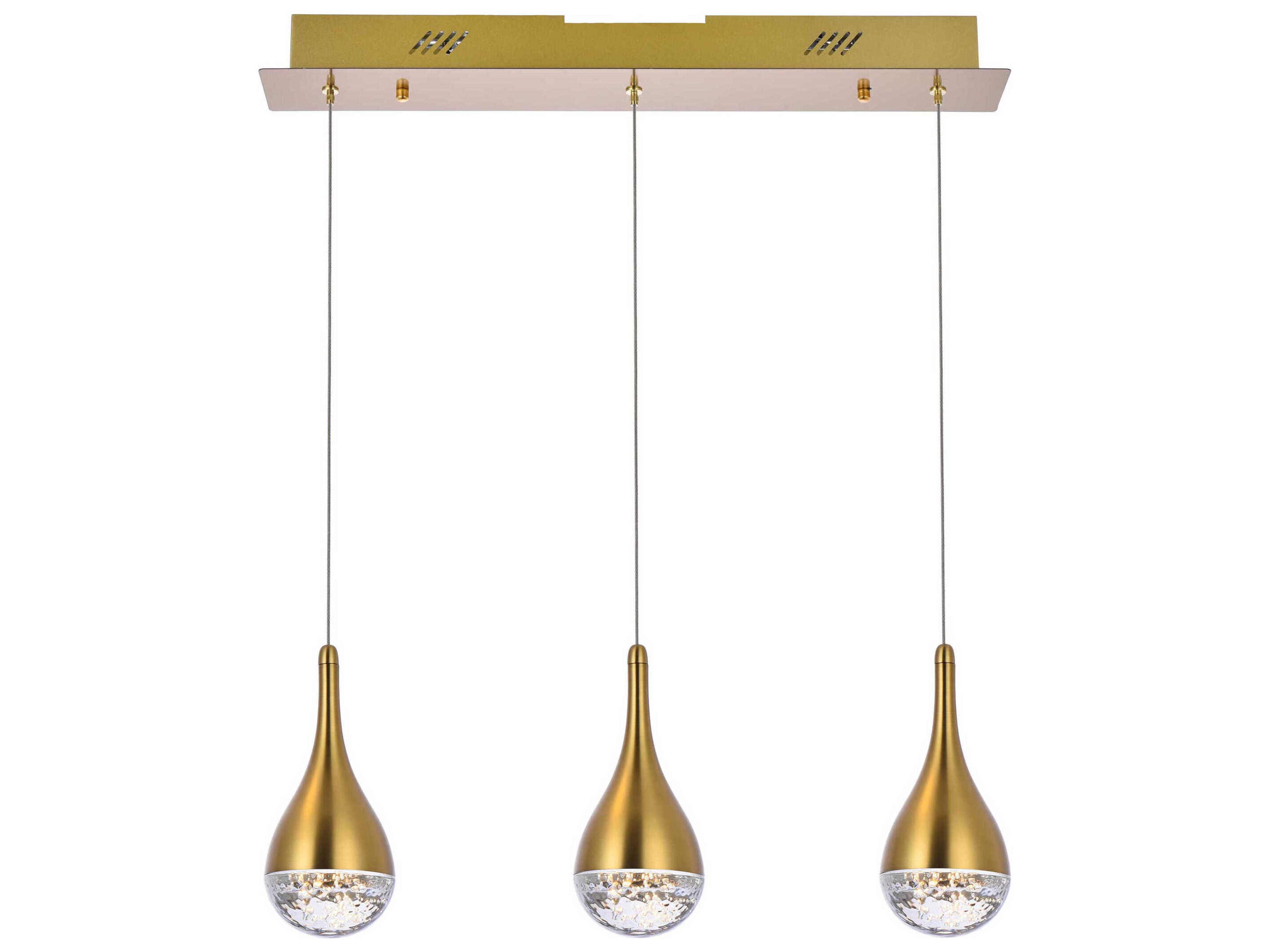 Elegant Lighting Amherst 3-Light Satin Gold Island Pendant