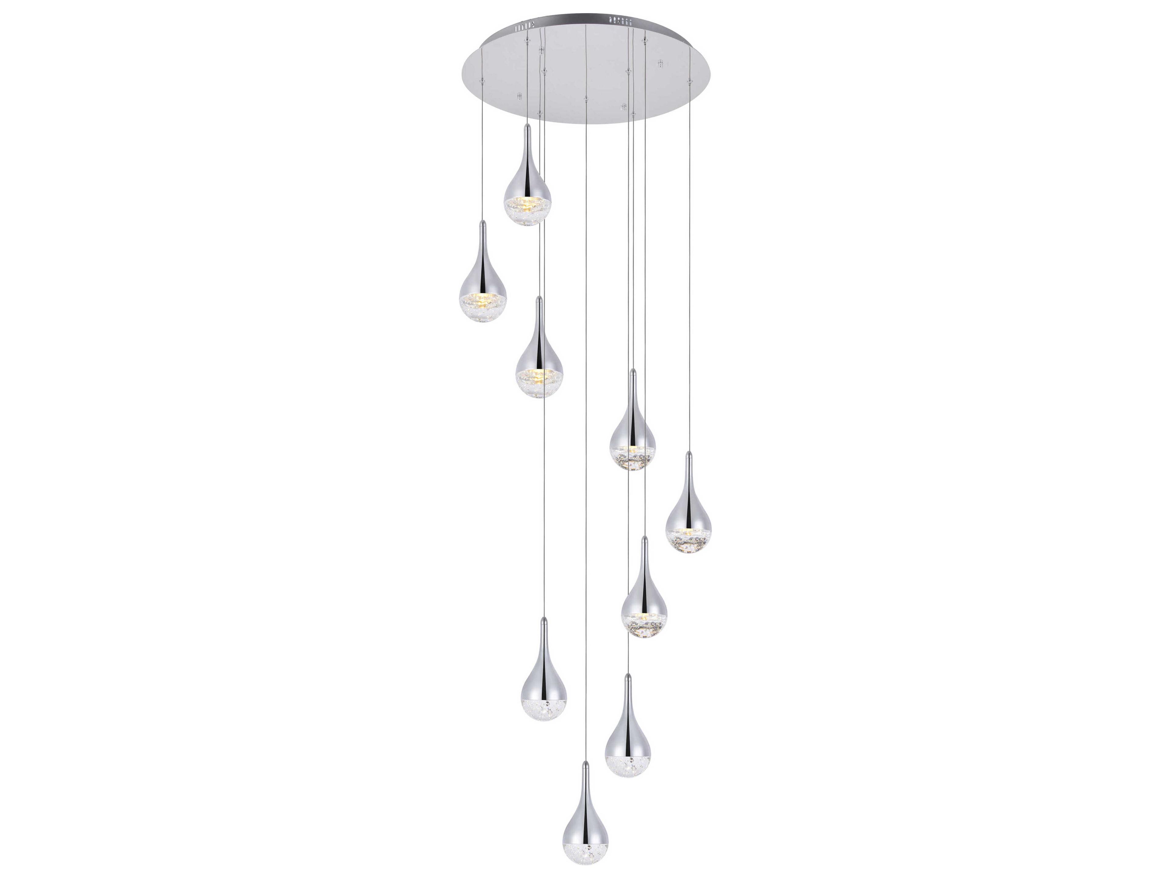 Elegant Lighting Amherst 9-Light Chrome Clear Crystal LED Geometric Pendant