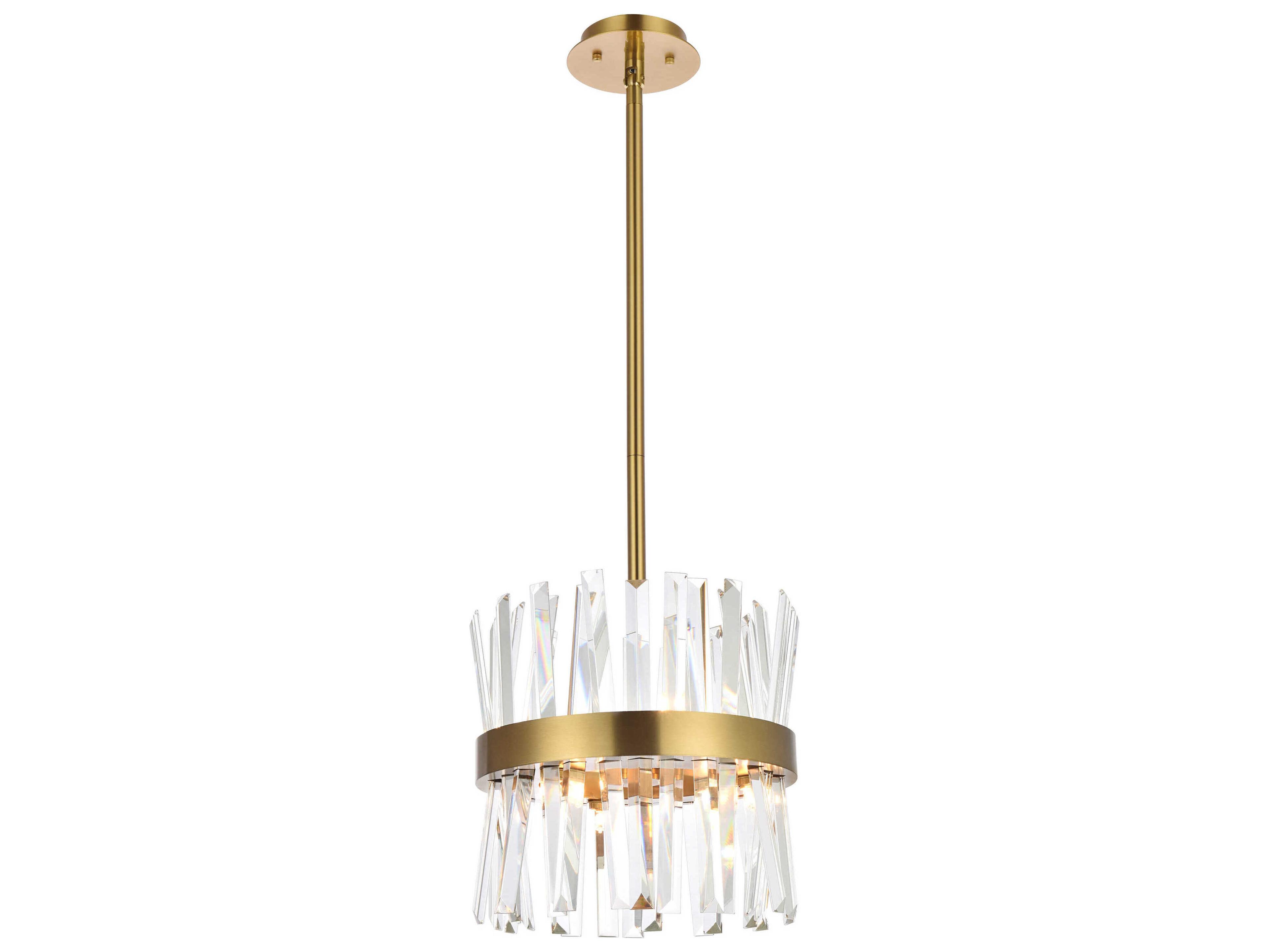 Elegant Lighting Serephina 6-Light Satin Gold Crystal Linear Mini Pendant
