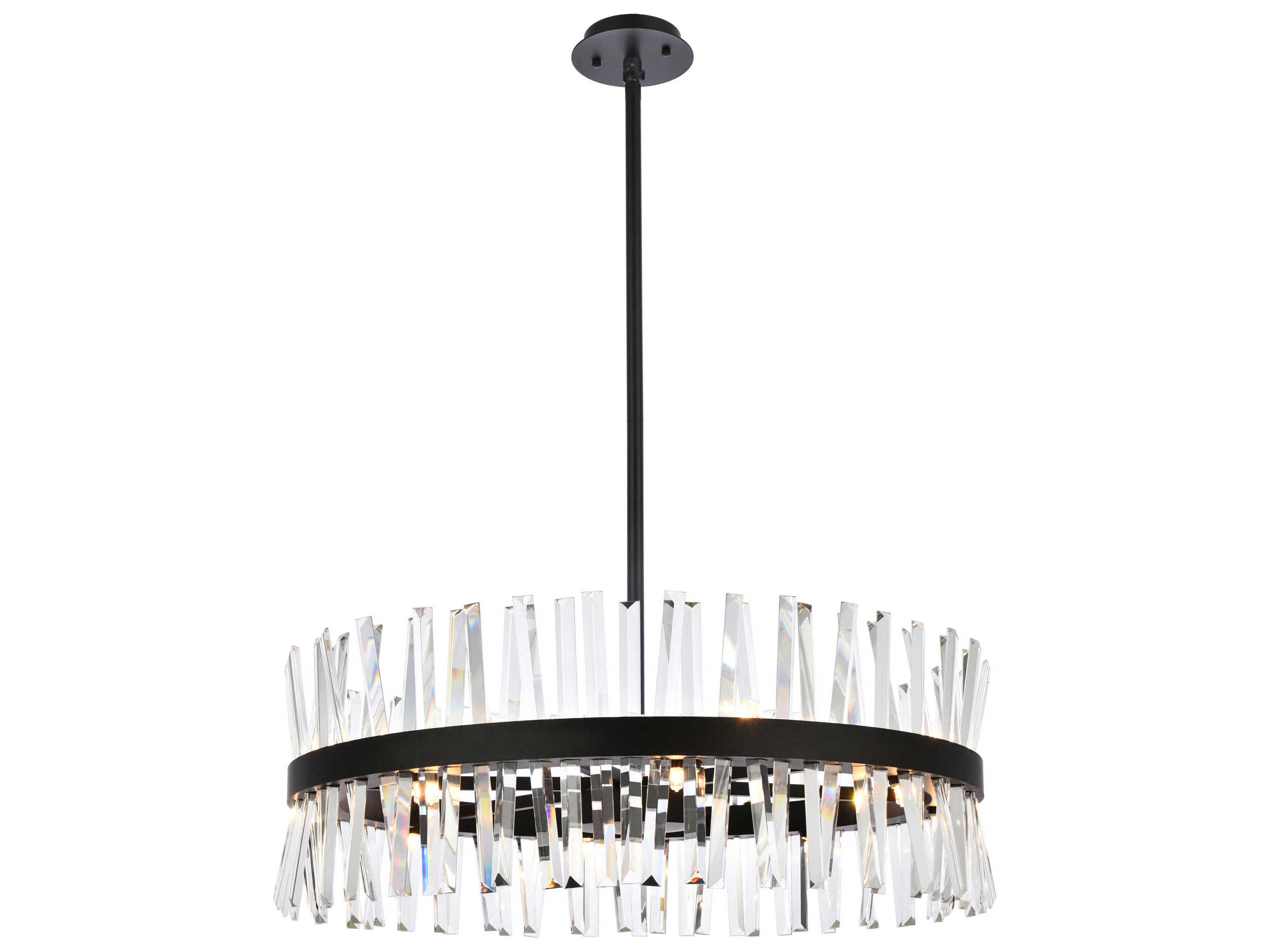 Elegant Lighting Serephina 16-Light6-Light Black Crystal Linear Pendant