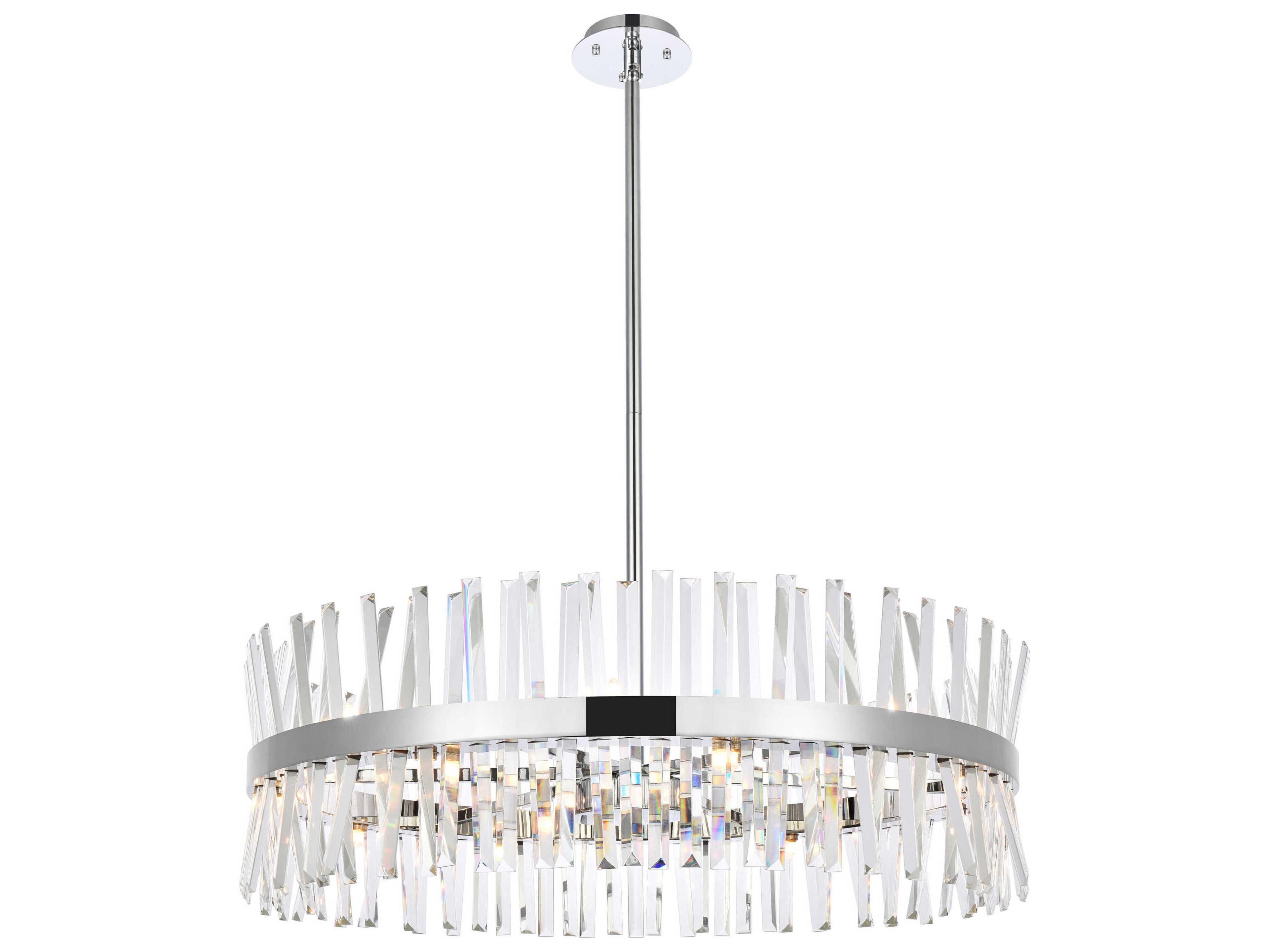 Elegant Lighting Serephina 16-Light6-Light Chrome Crystal Linear Pendant
