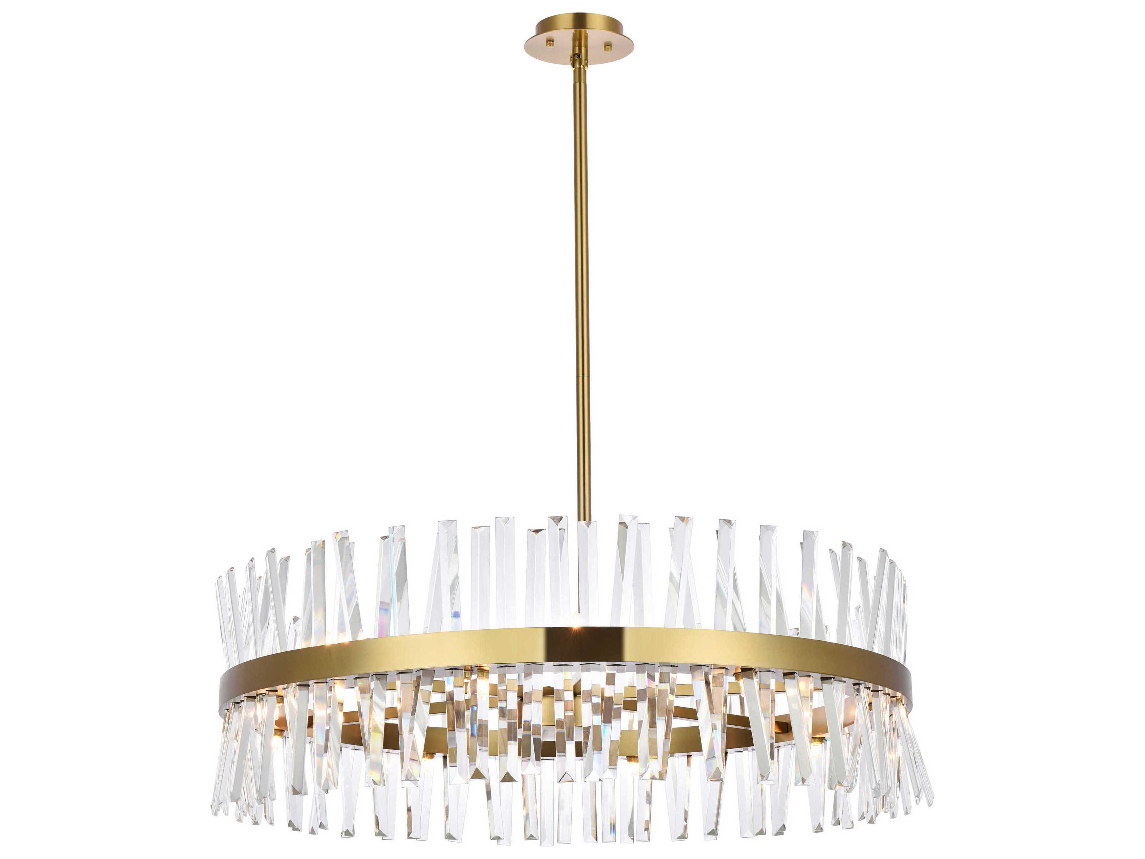 Elegant Lighting Serephina 16-Light6-Light Satin Gold Crystal Linear Pendant