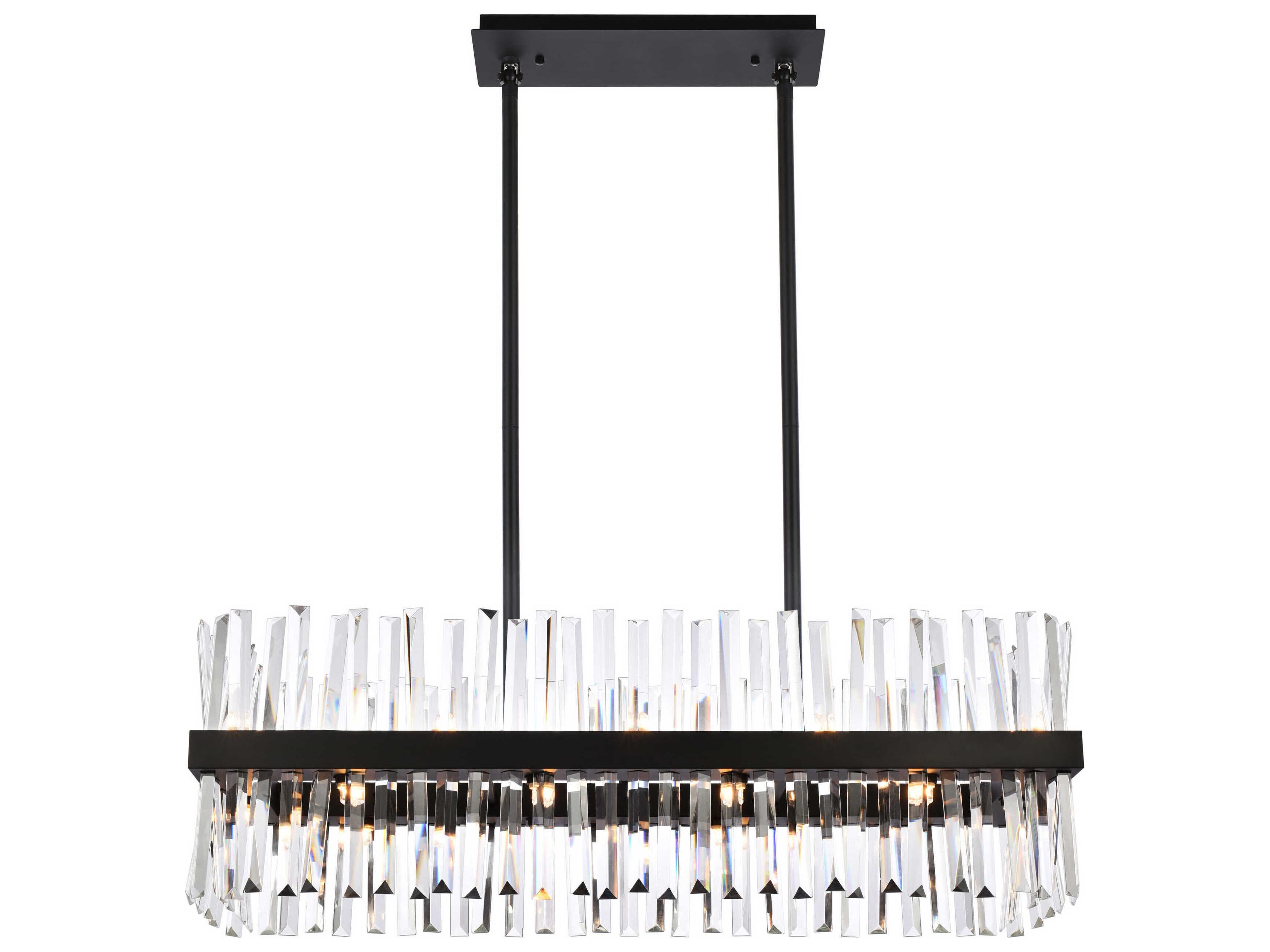 Elegant Lighting Serephina 20-Light Black Crystal Linear Island Pendant
