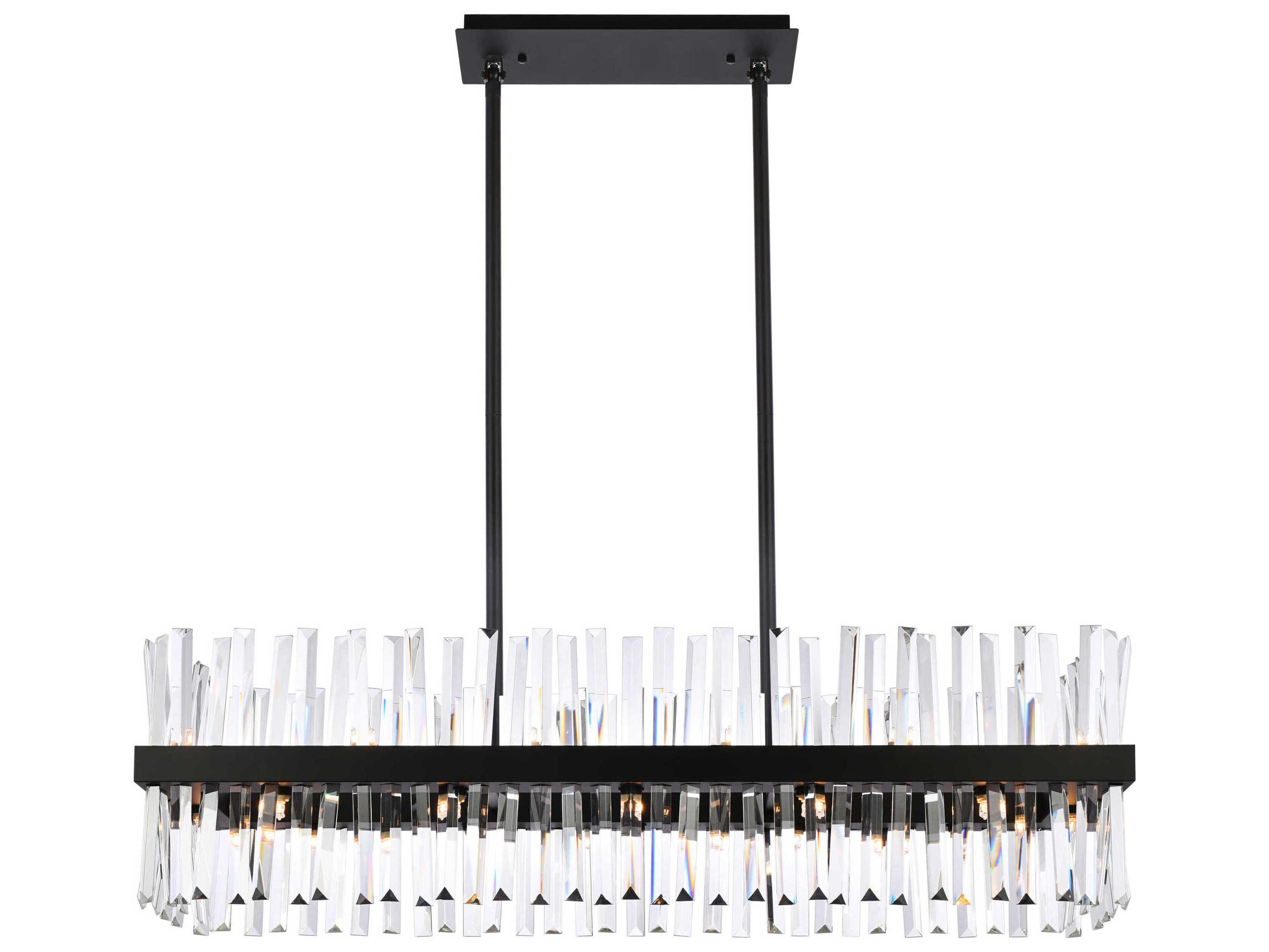 Elegant Lighting Serephina 24-Light Black Crystal Linear Island Pendant