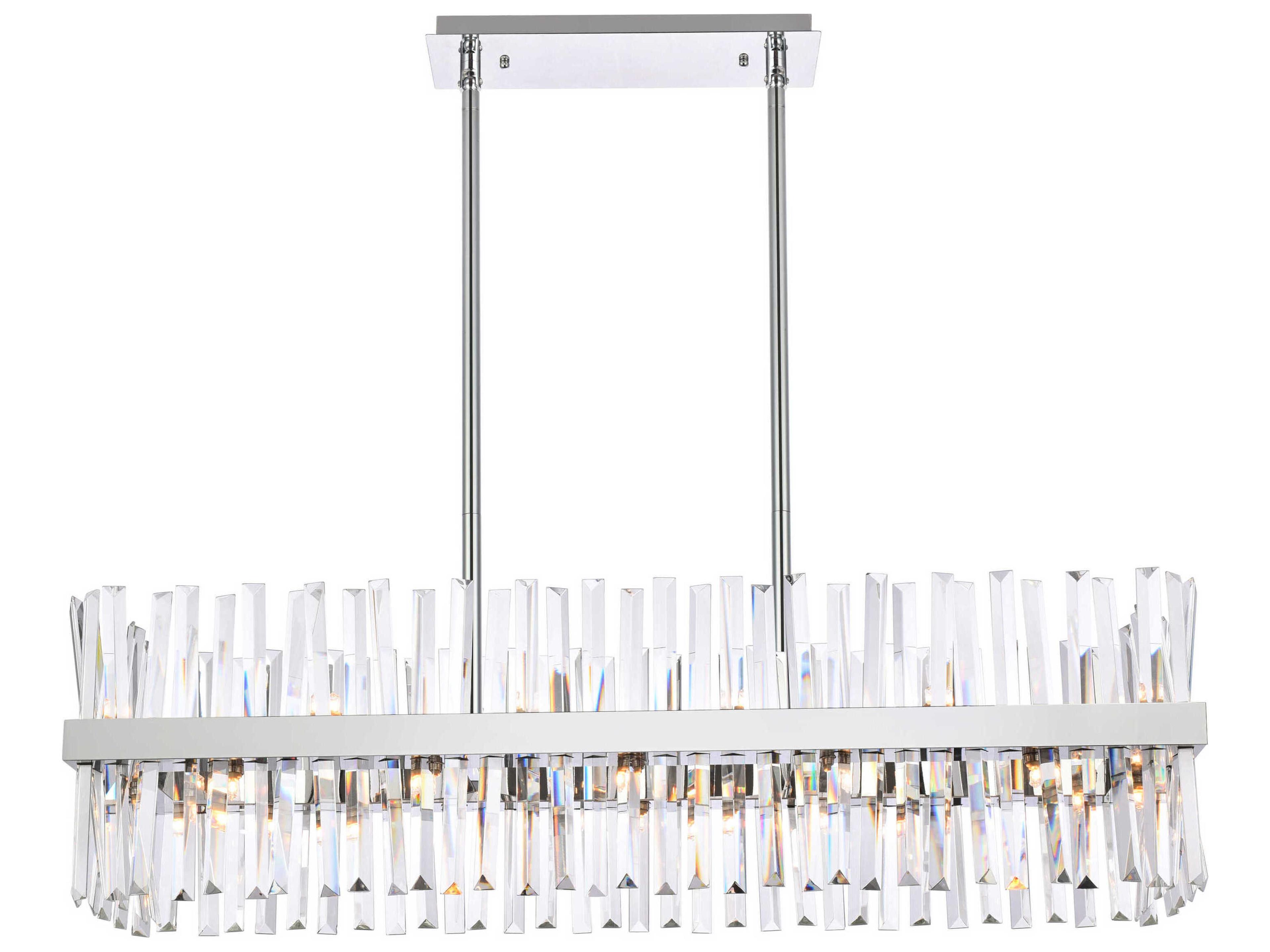 Elegant Lighting Serephina 24-Light Chrome Crystal Linear Island Pendant