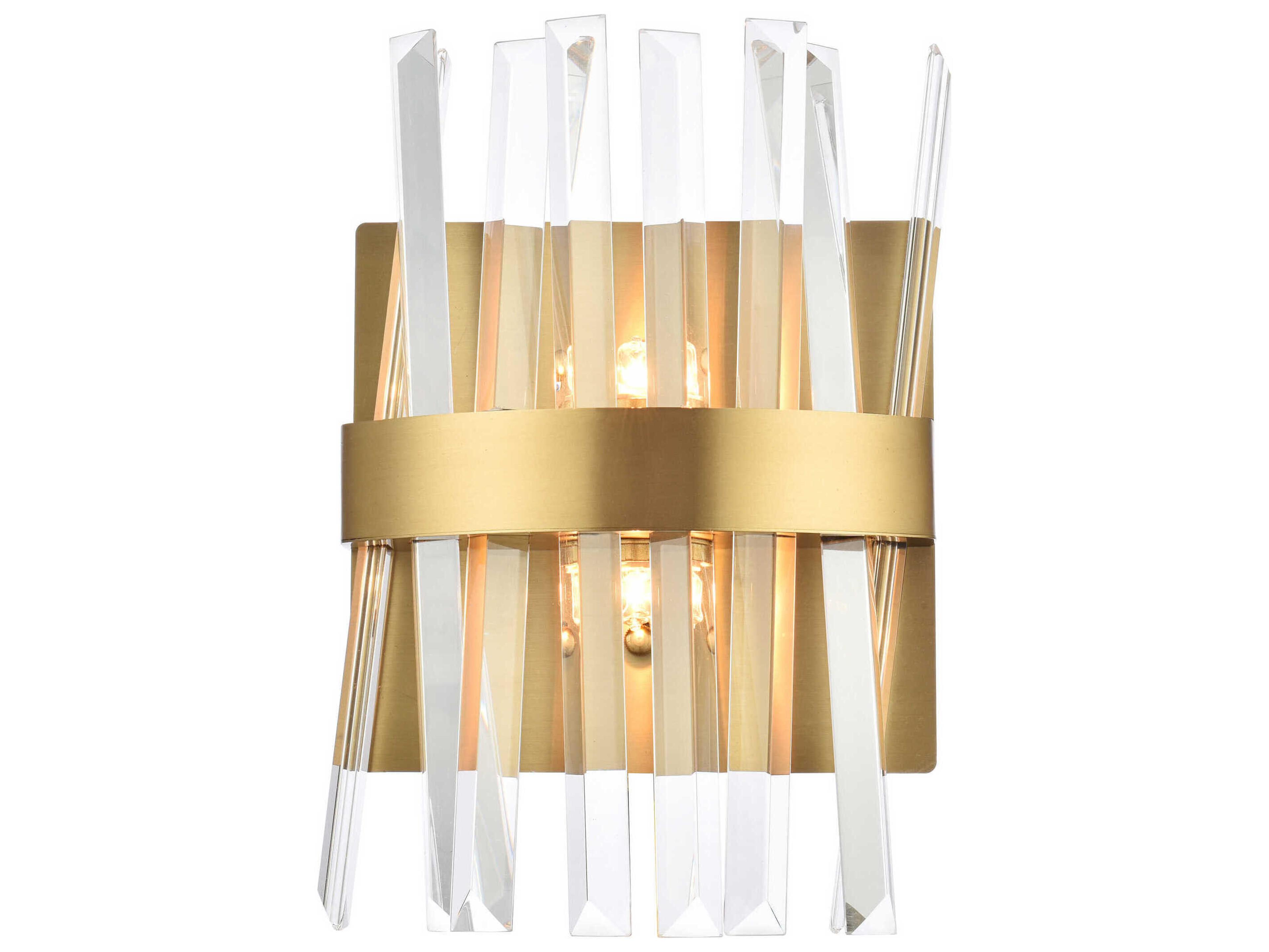 Elegant Lighting Serephina 2-Light Satin Gold Crystal Wall Sconce