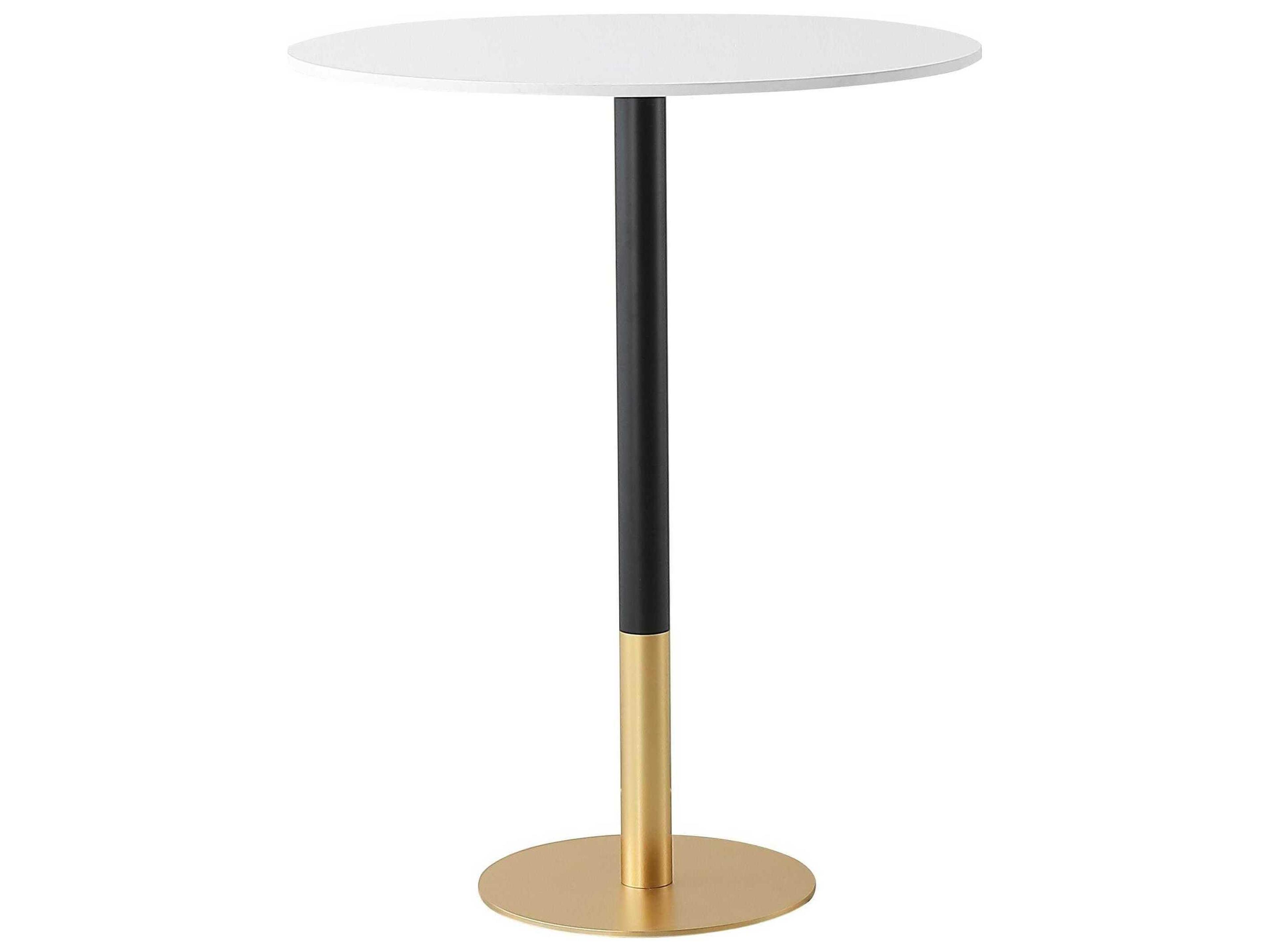 Elegant Lighting Ronan White Gold Round Faux Marble Bar Table