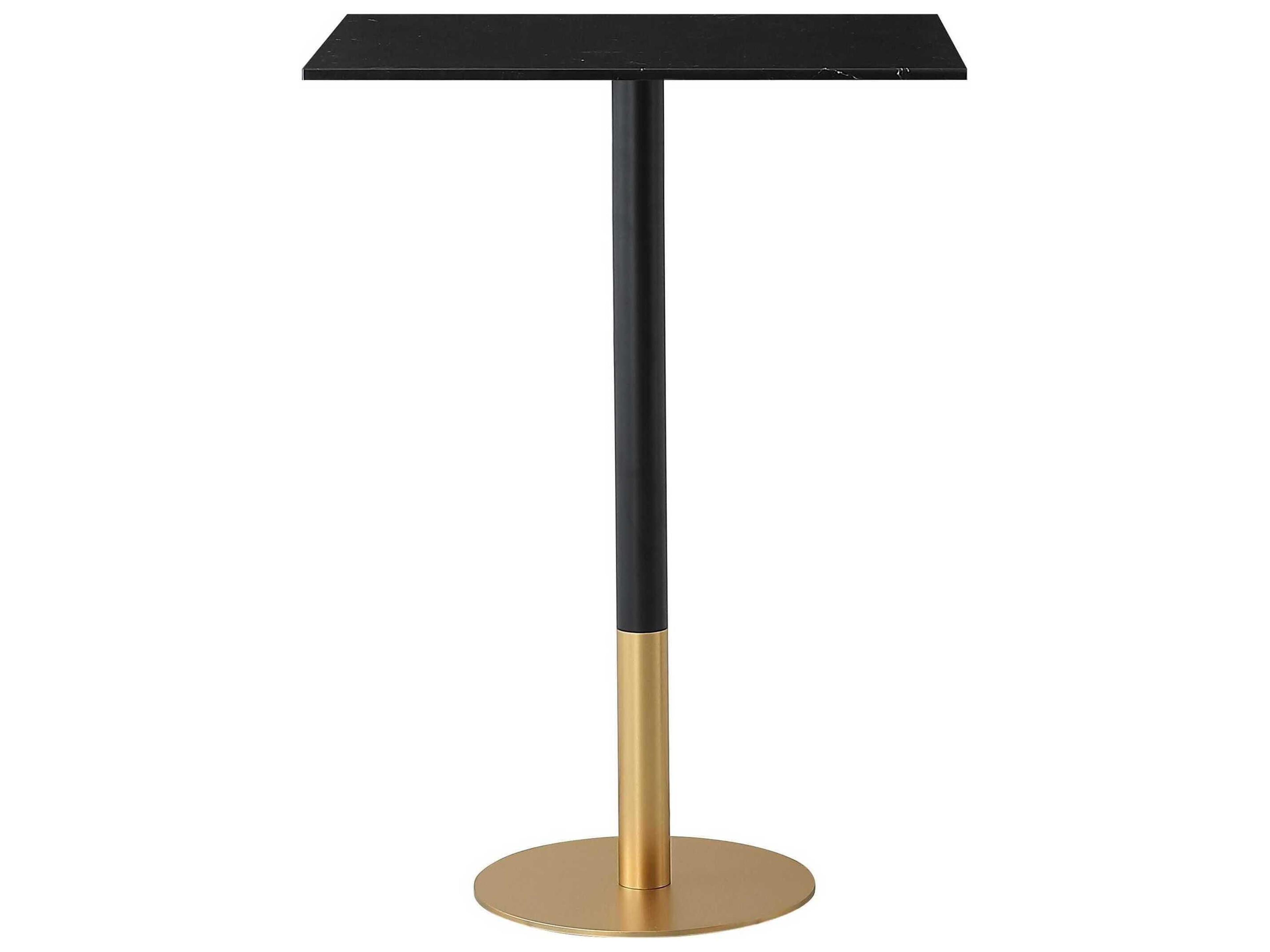Elegant Lighting Ronan Black Gold Rectangular Faux Marble Bar Table