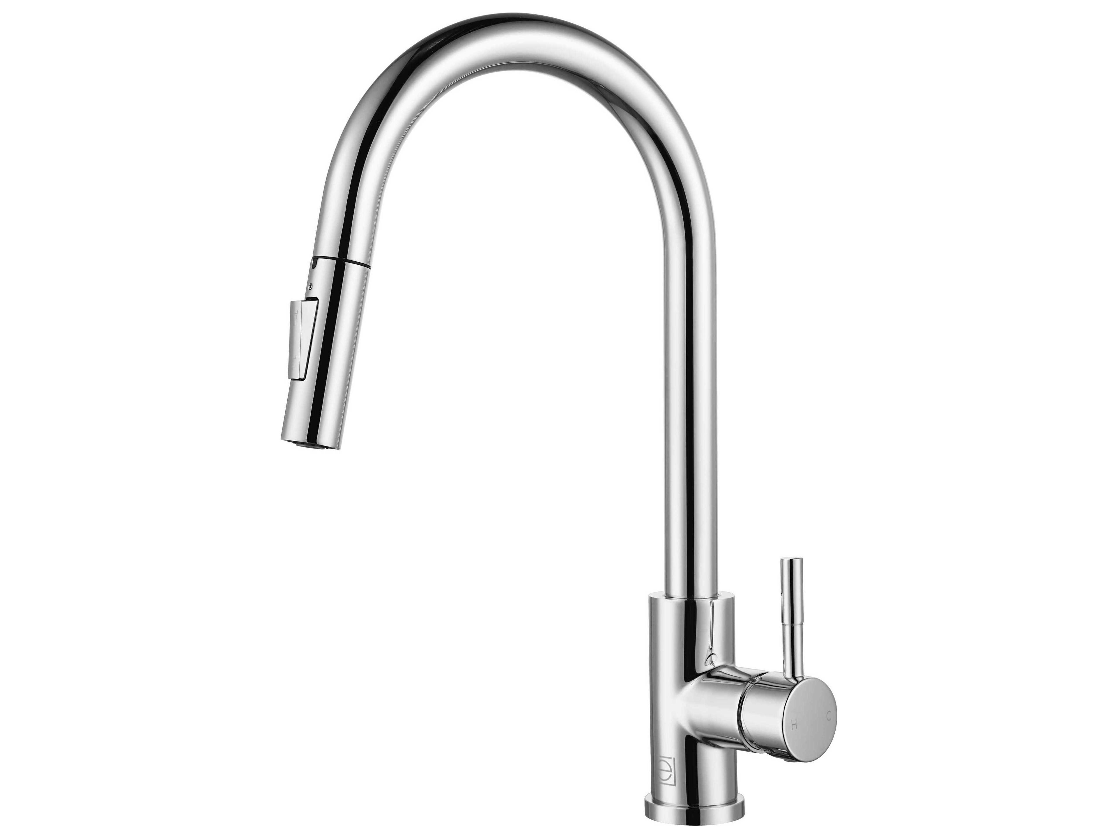 Elegant Lighting Jack Chrome Pull Down Sprayer Kitchen Faucet
