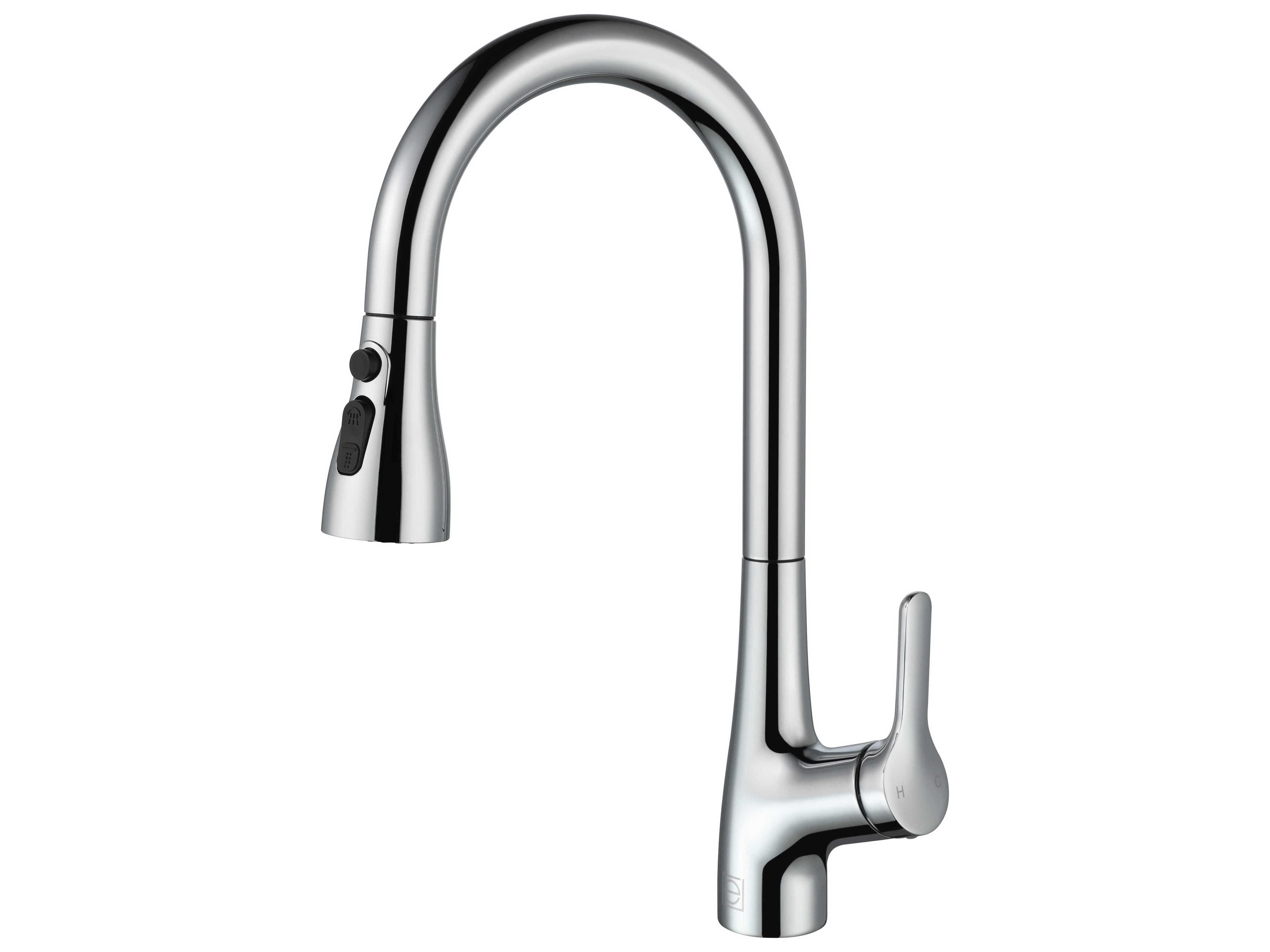 Elegant Lighting Andrea Chrome Pull Down Sprayer Kitchen Faucet