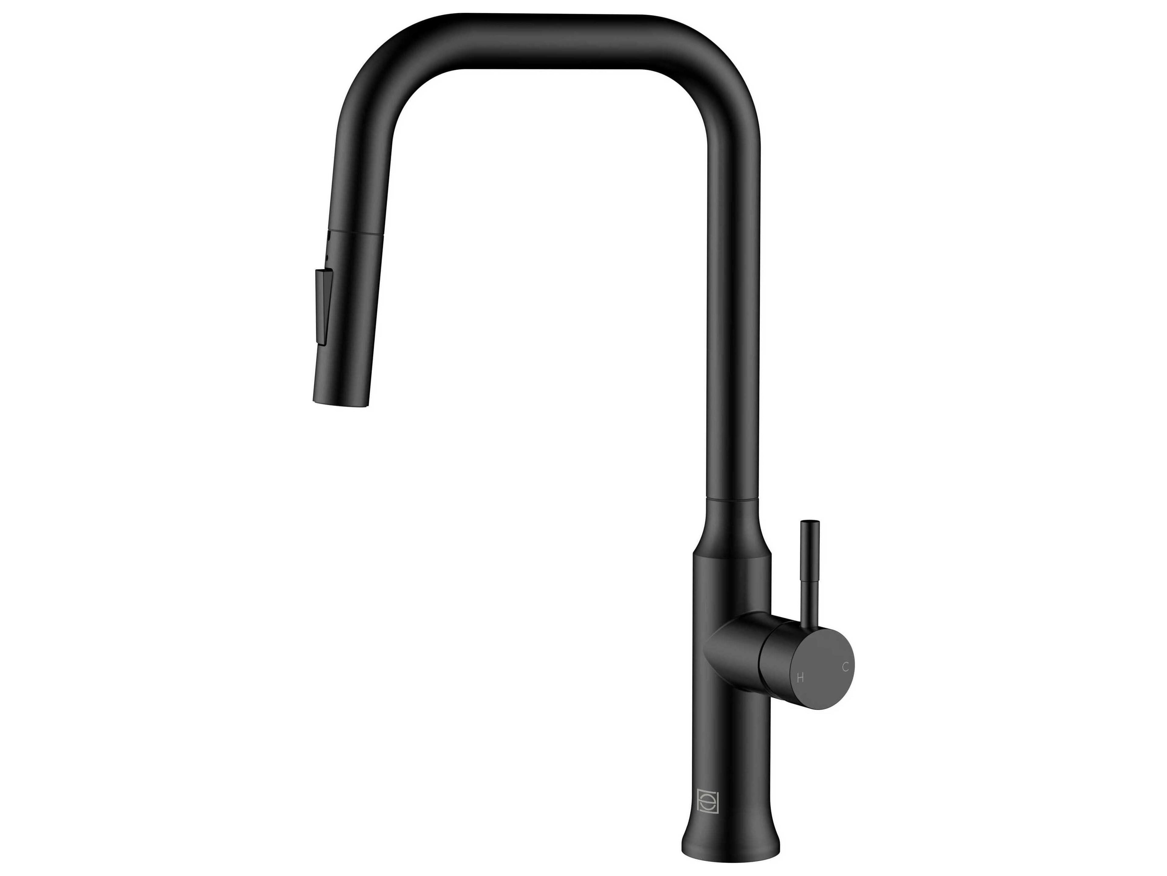 Elegant Lighting Noor Matte Black Pull Down Sprayer Kitchen Faucet