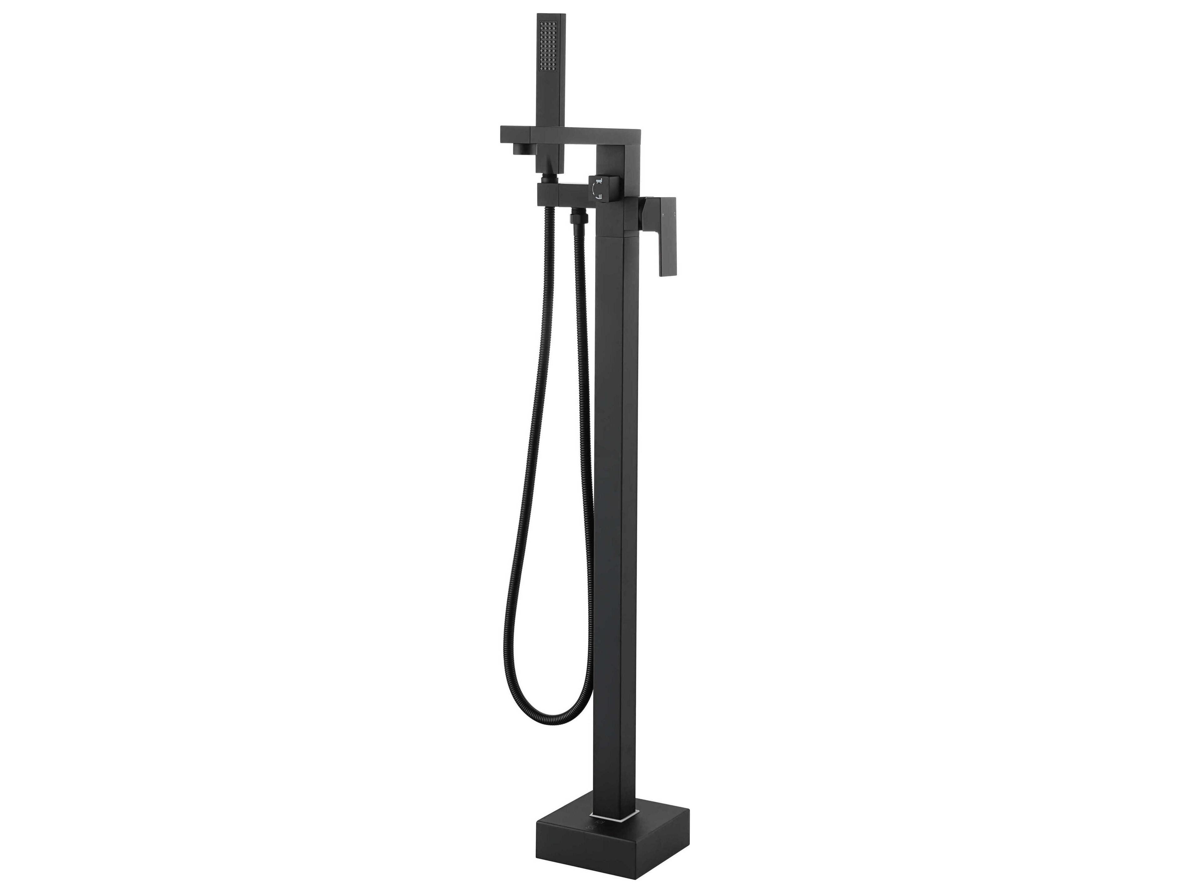 Elegant Lighting Henry Matte Black Floor Mounted Roman Tub Faucet with Handshower