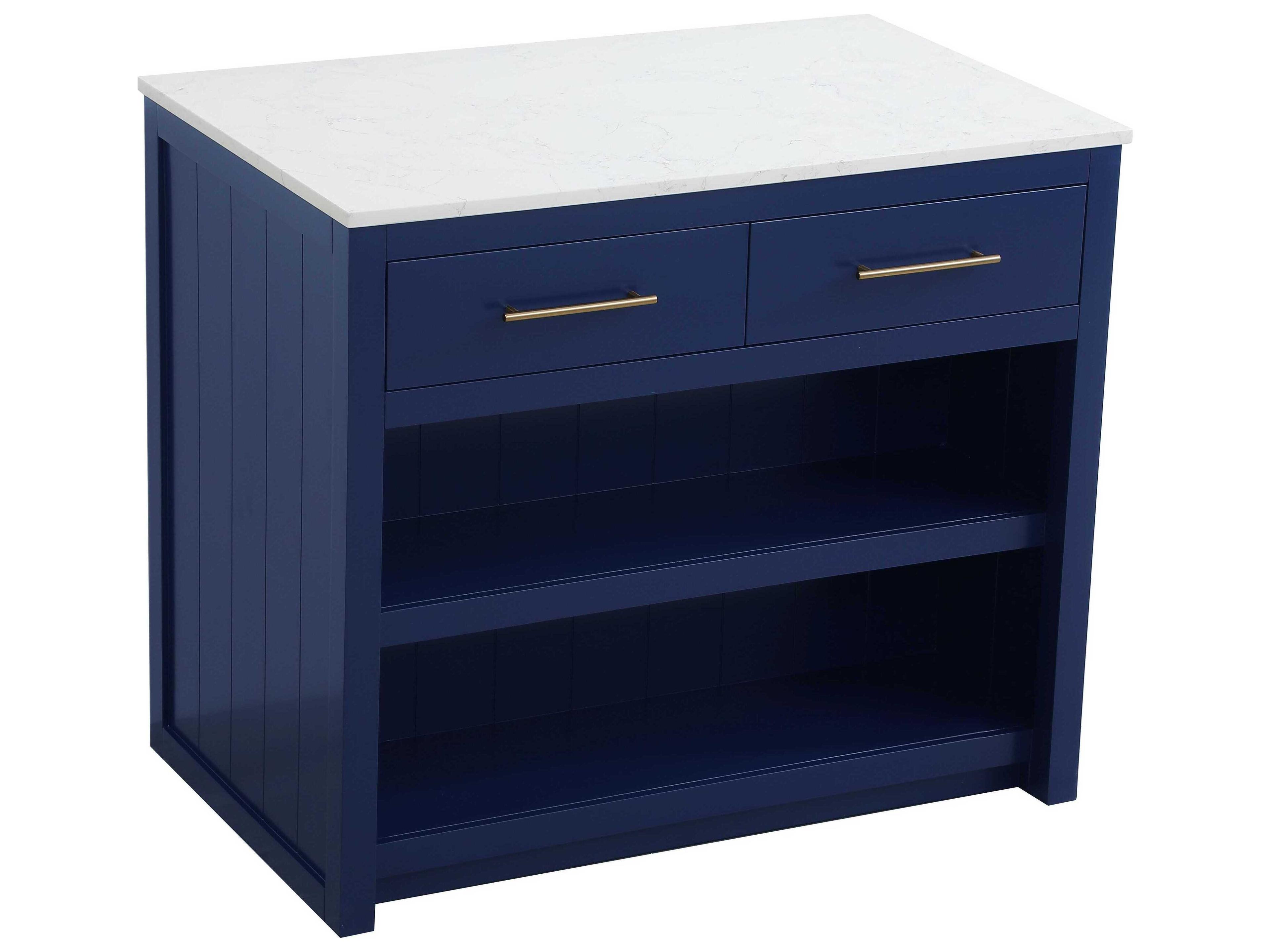 Elegant Lighting Osman Marble Blue Kitchen Island