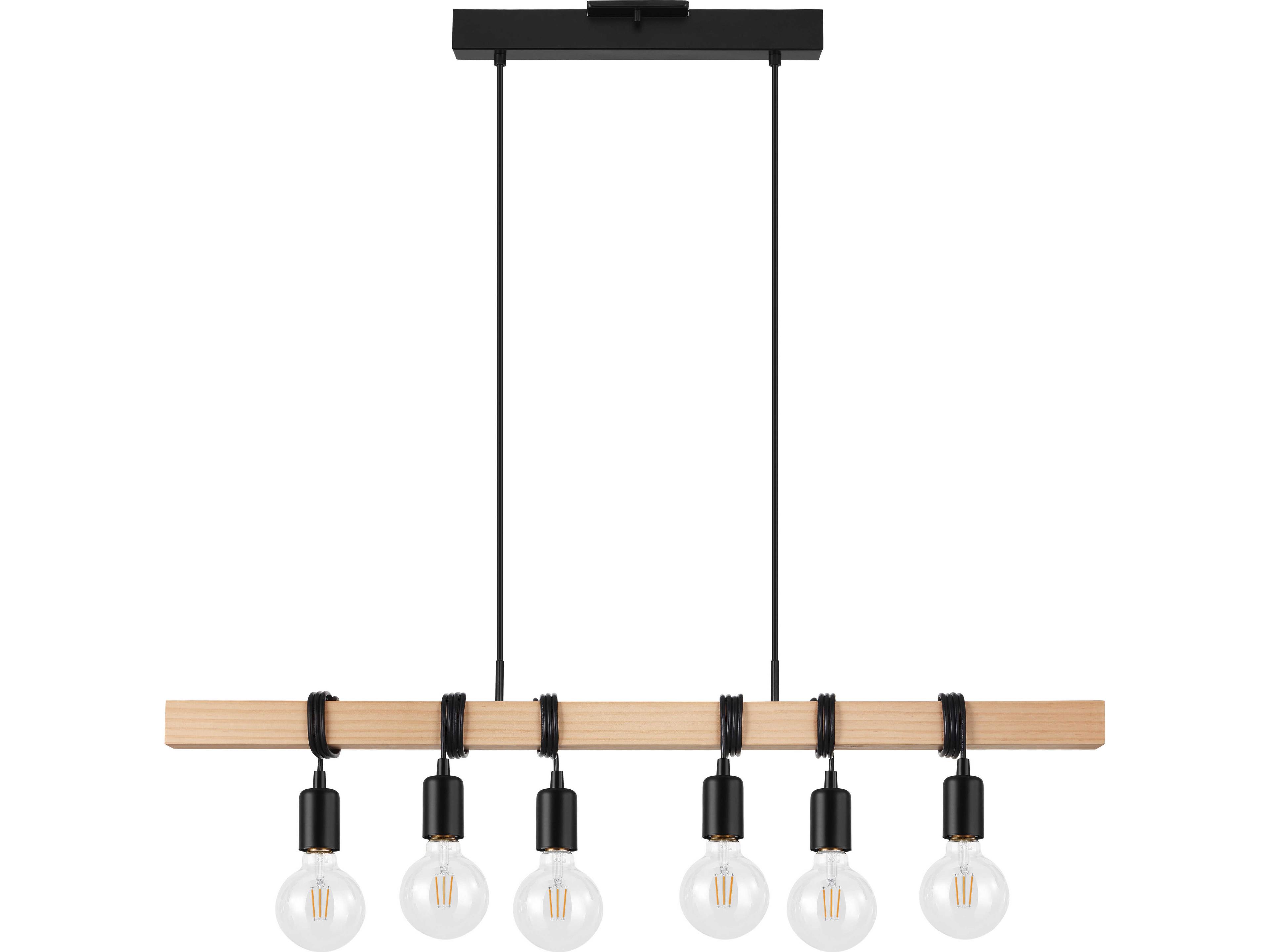 Eglo Kingswood 6-Light Wood Black Brown Island Pendant