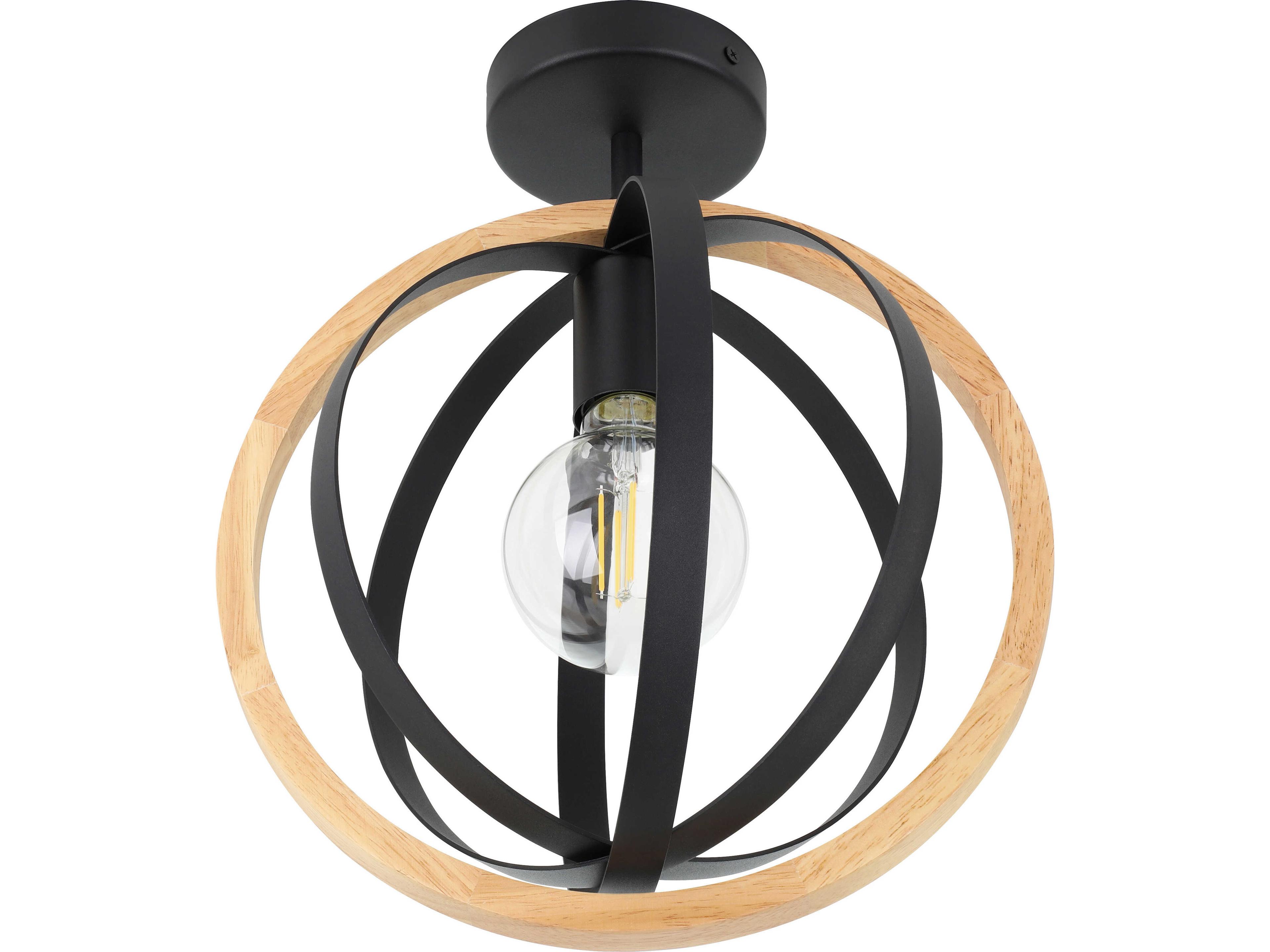 Eglo Basildon 1-Light Black Round Semi Flush Mount