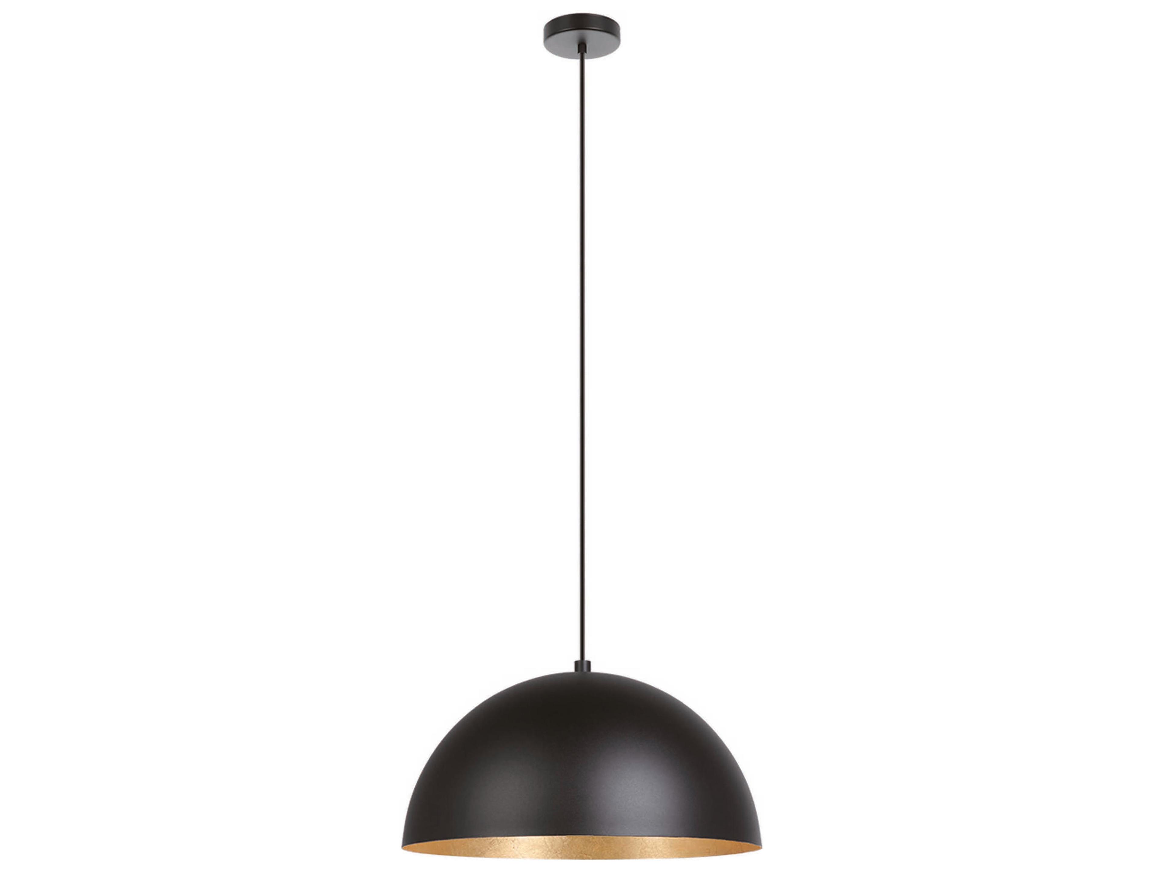 Eglo Rafaelino 1-Light Structured Black Gold Leaf Dome Pendant
