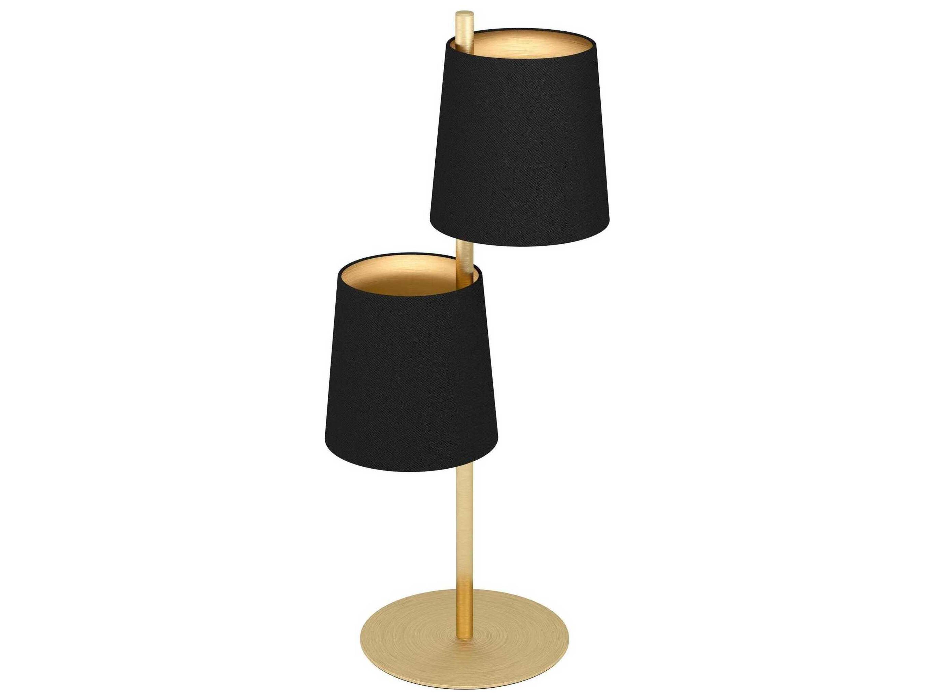 Eglo Almeida Brushed Brass Black Exterior Gold Interior Fabric Table Lamp
