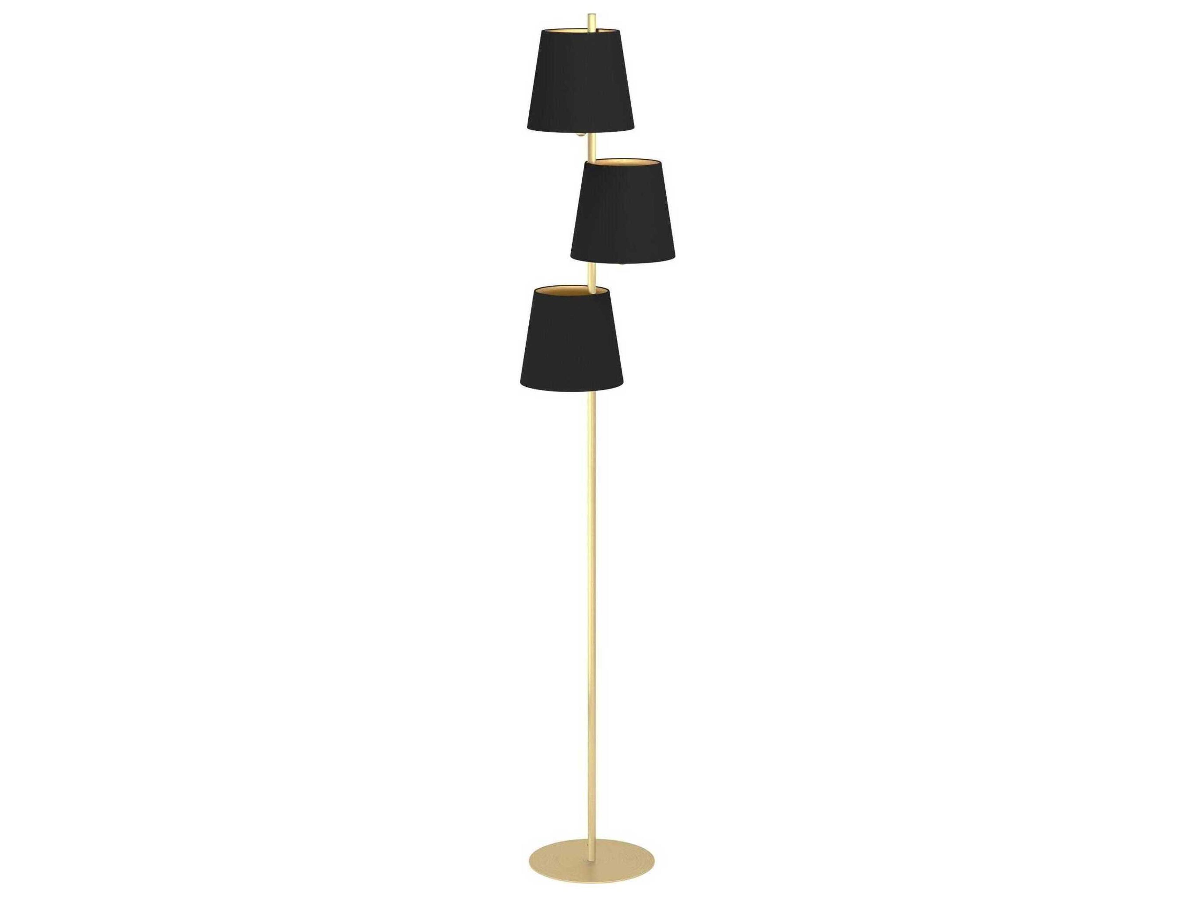 Eglo Almeida Brushed Brass Black Exterior Gold Interior Fabric Floor Lamp
