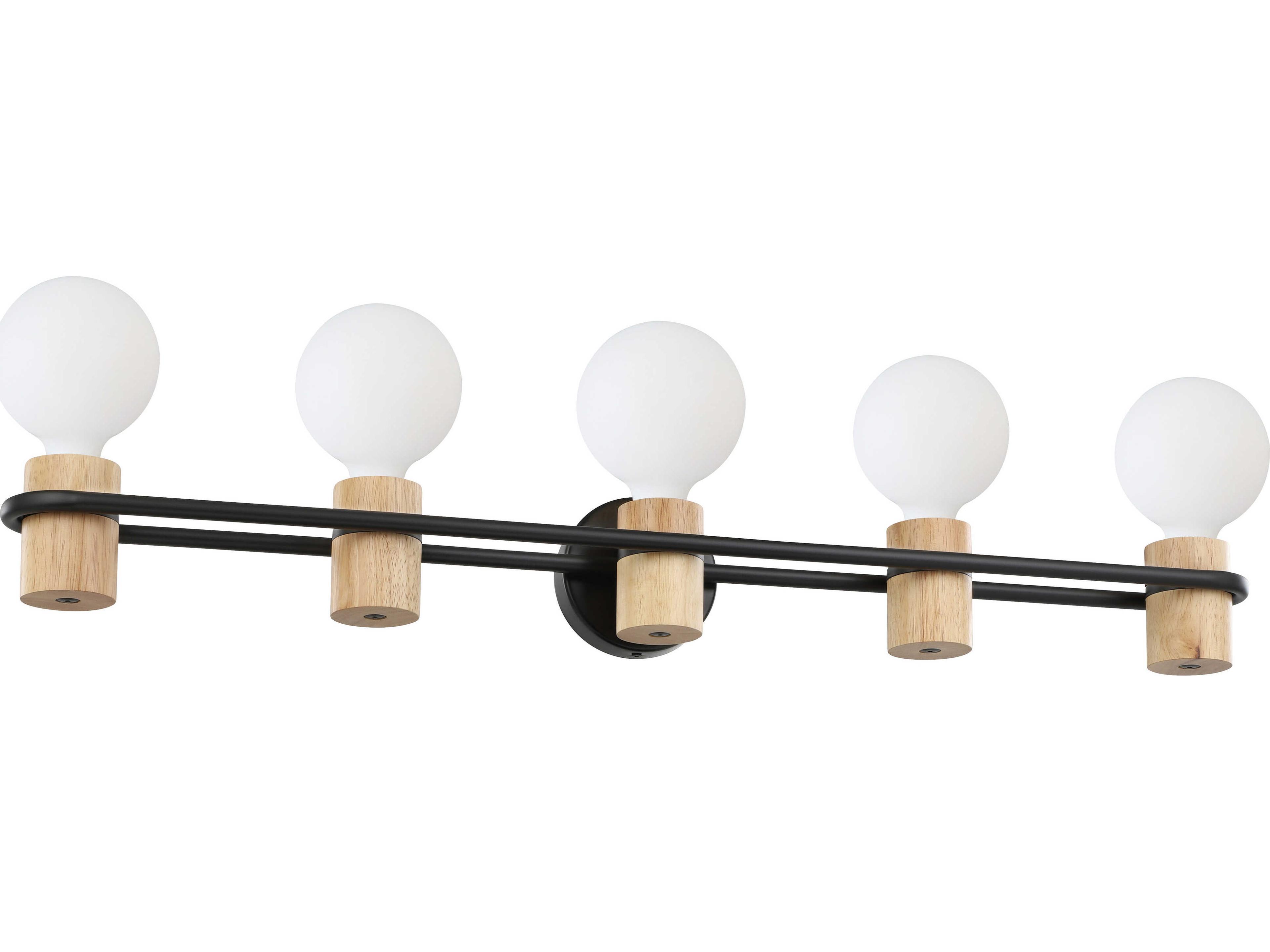 Eglo Chieveley 5-Light Matte Black Wood Brown Vanity Light