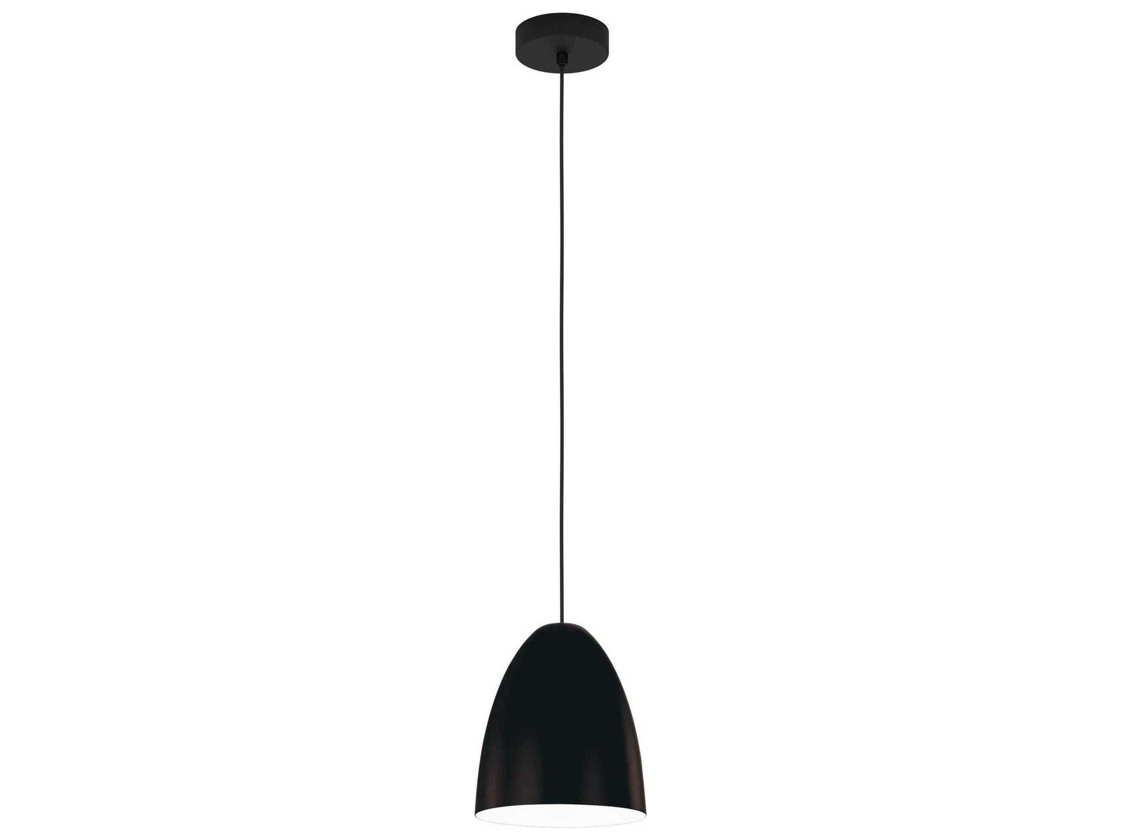 Eglo Sarabia 1-Light Matte Black White Bell Mini Pendant
