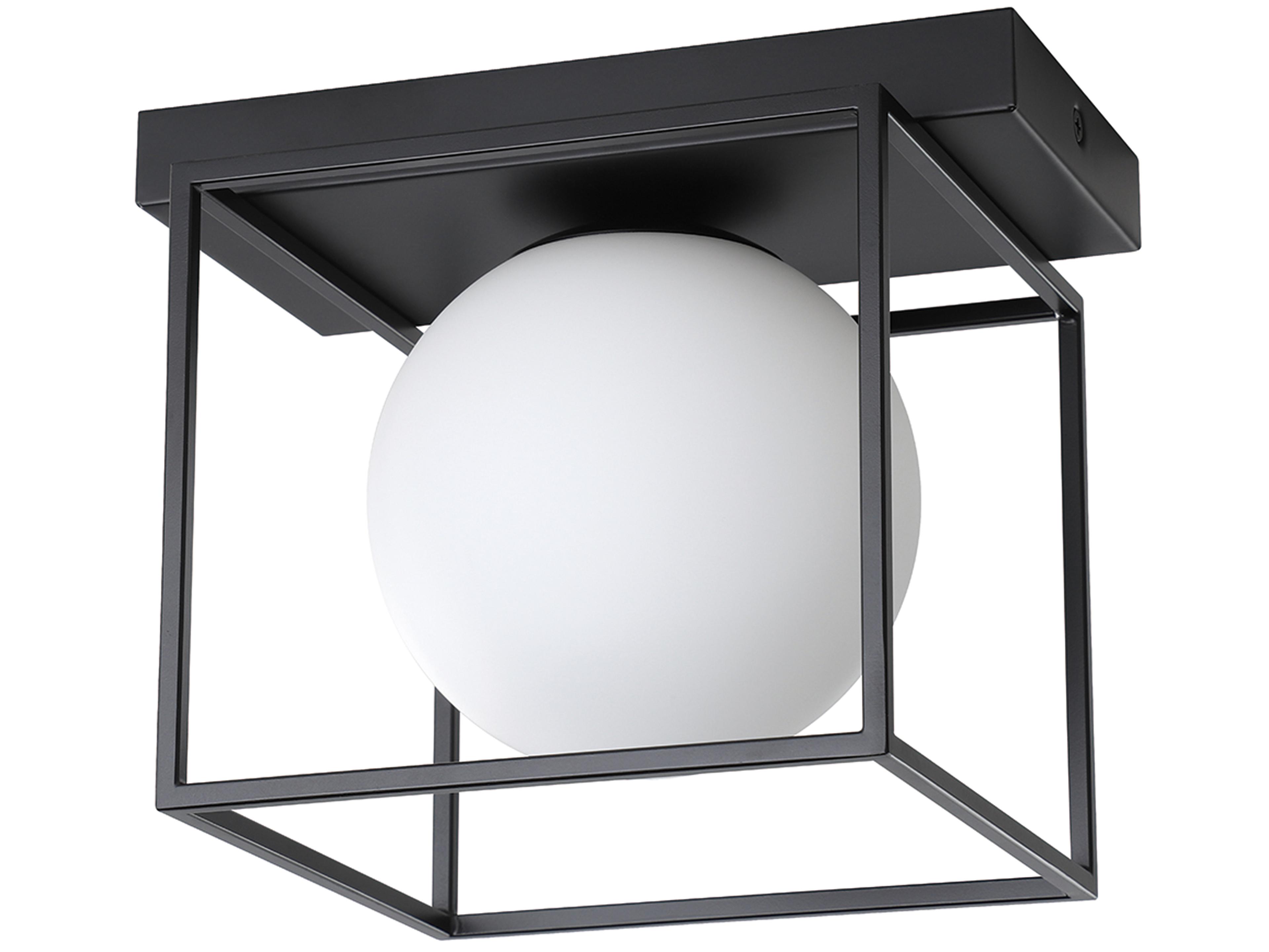 Eglo Grayson 1-Light Matte Black Globe Flush Mount