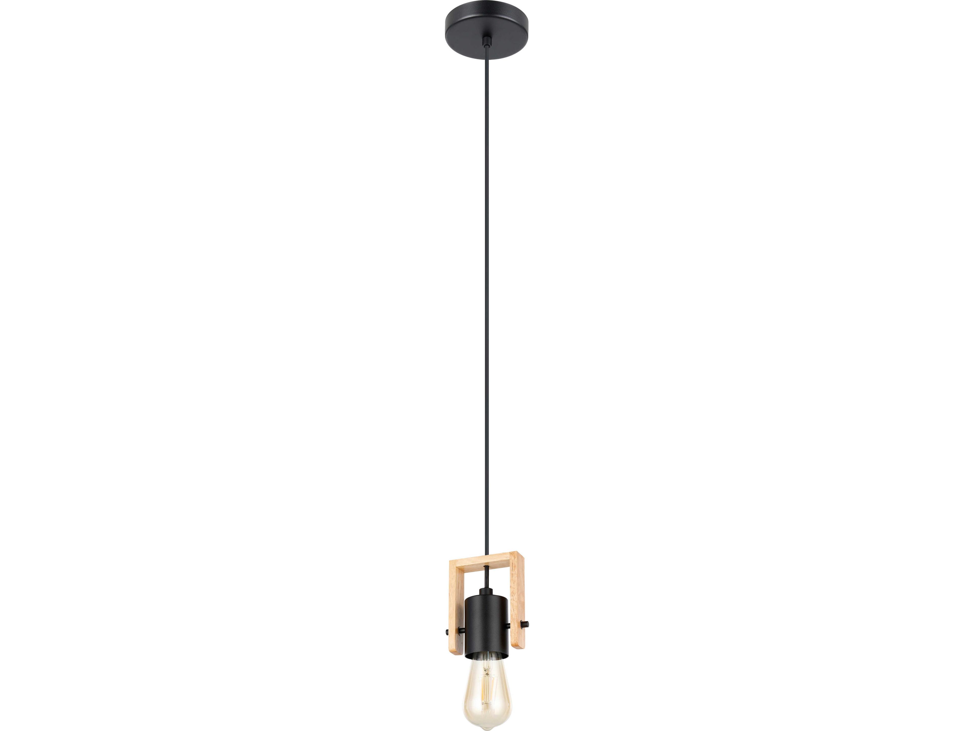 Eglo Plimsoll 1-Light Black Wood Mini Pendant