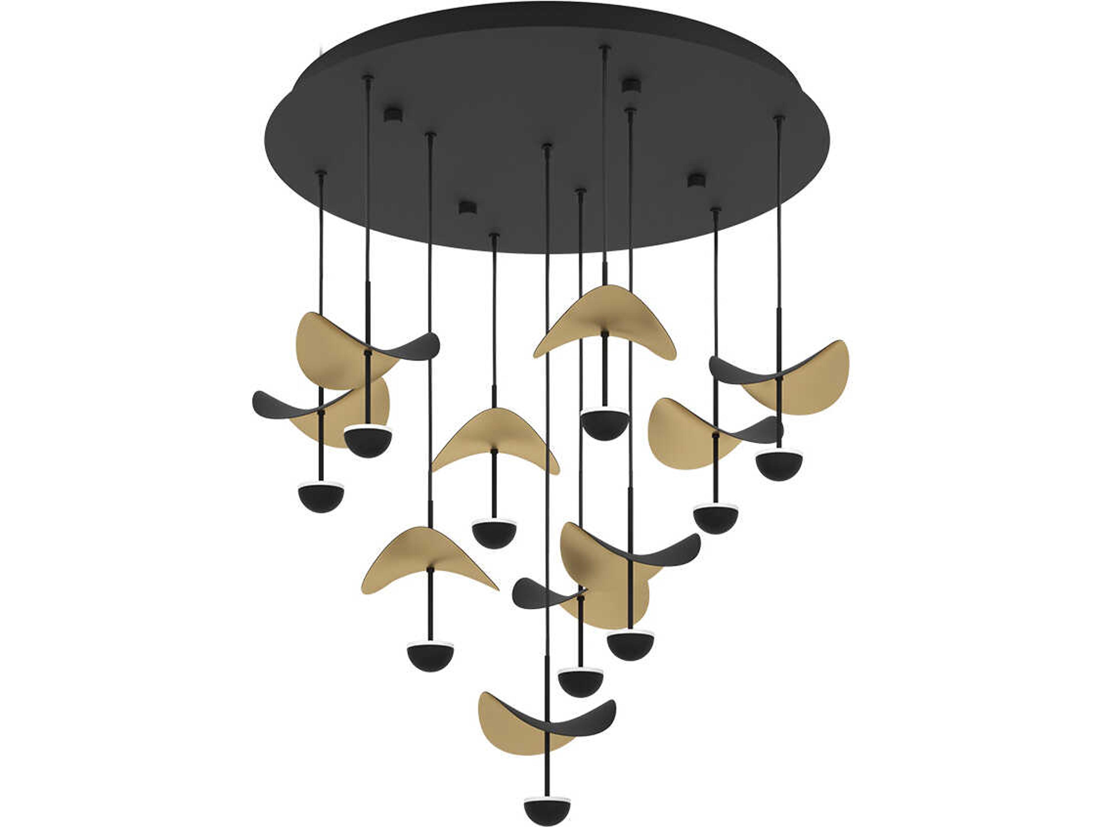 Eglo Dracera 10-Light Black Gold Leaf Geometric Pendant