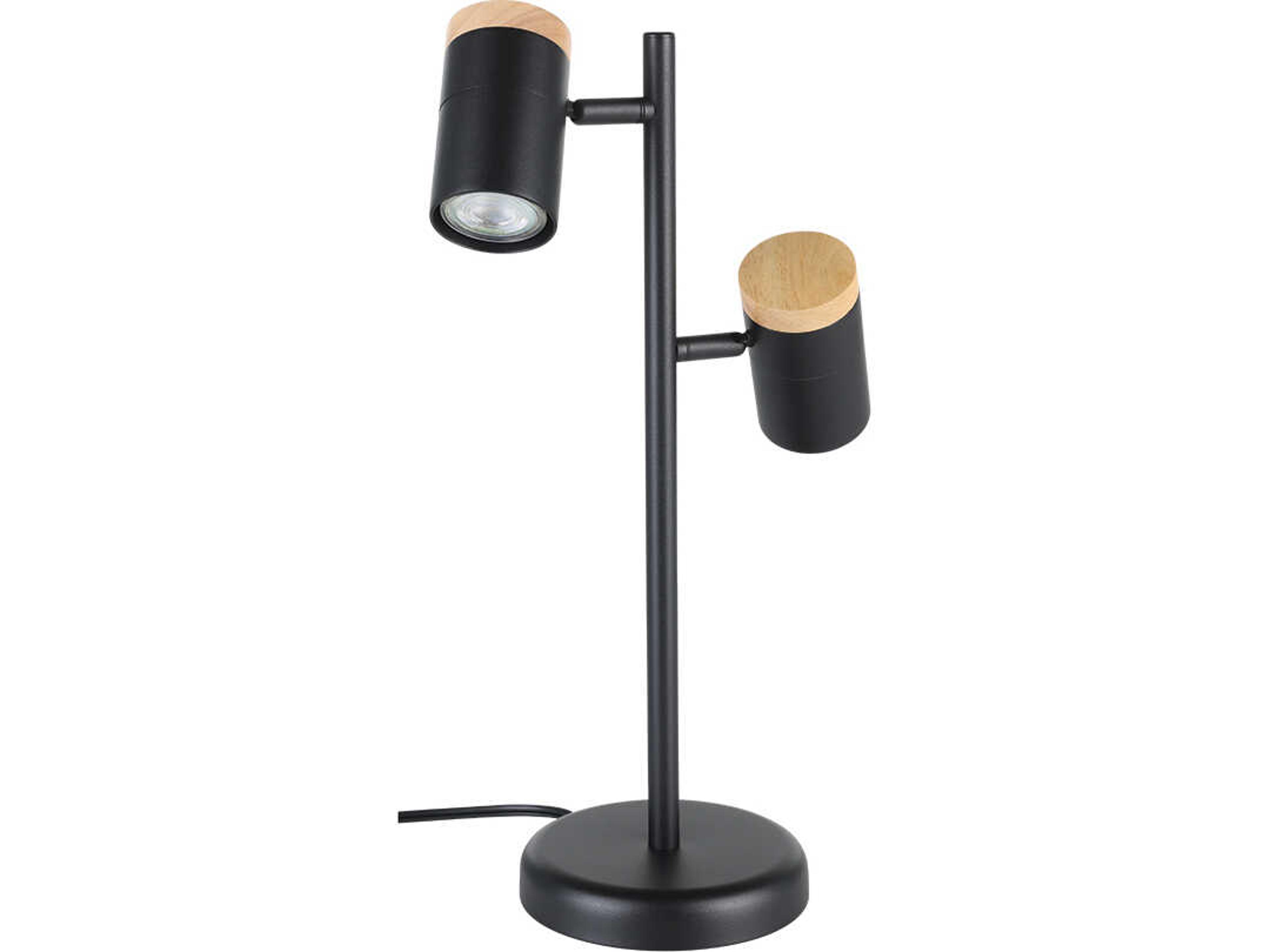 Eglo Chatterton Structured Black Wood Steel Accent Table Lamp
