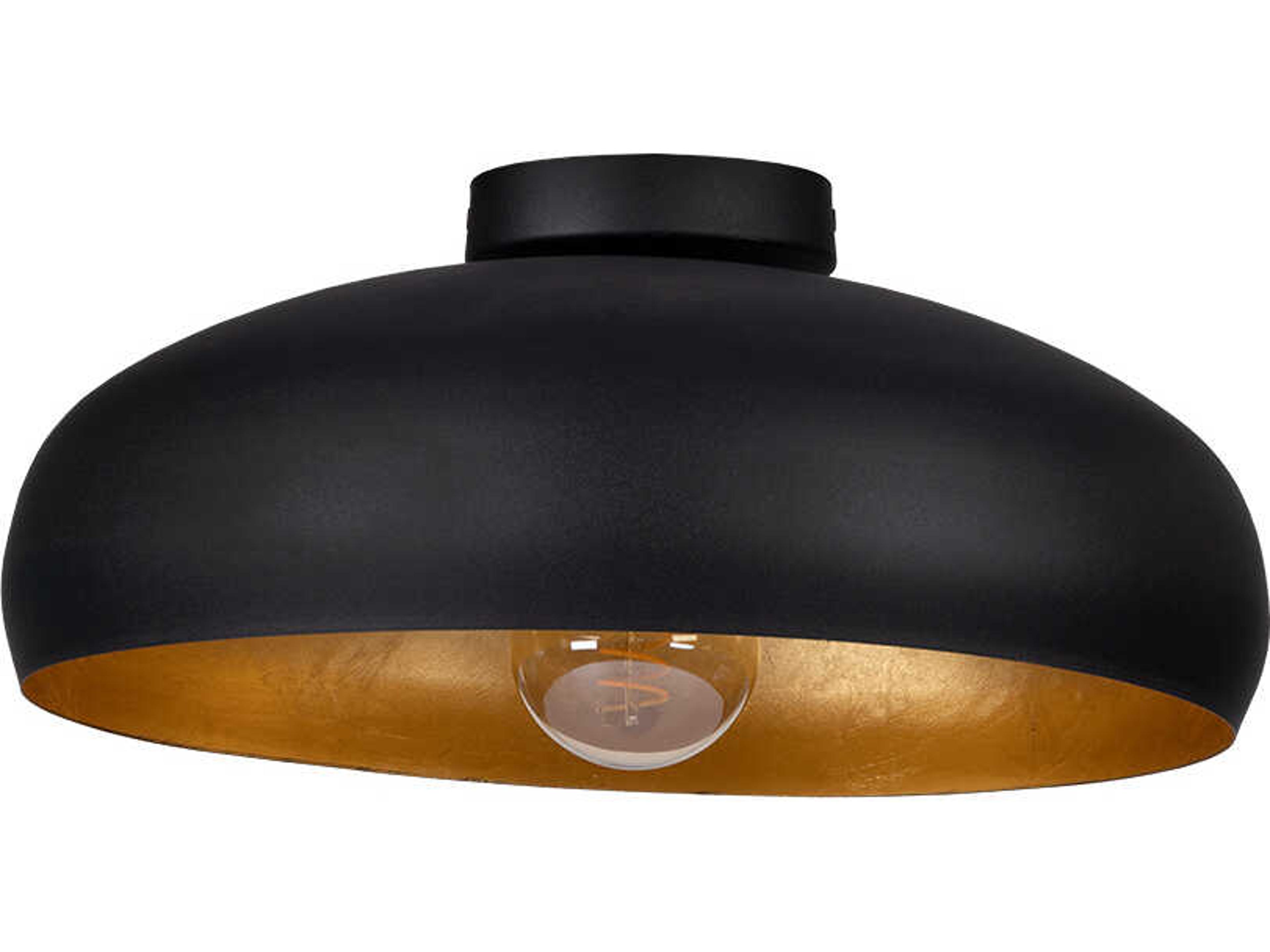 Eglo Mogano 1-Light Black Gold Leaf Dome Flush Mount