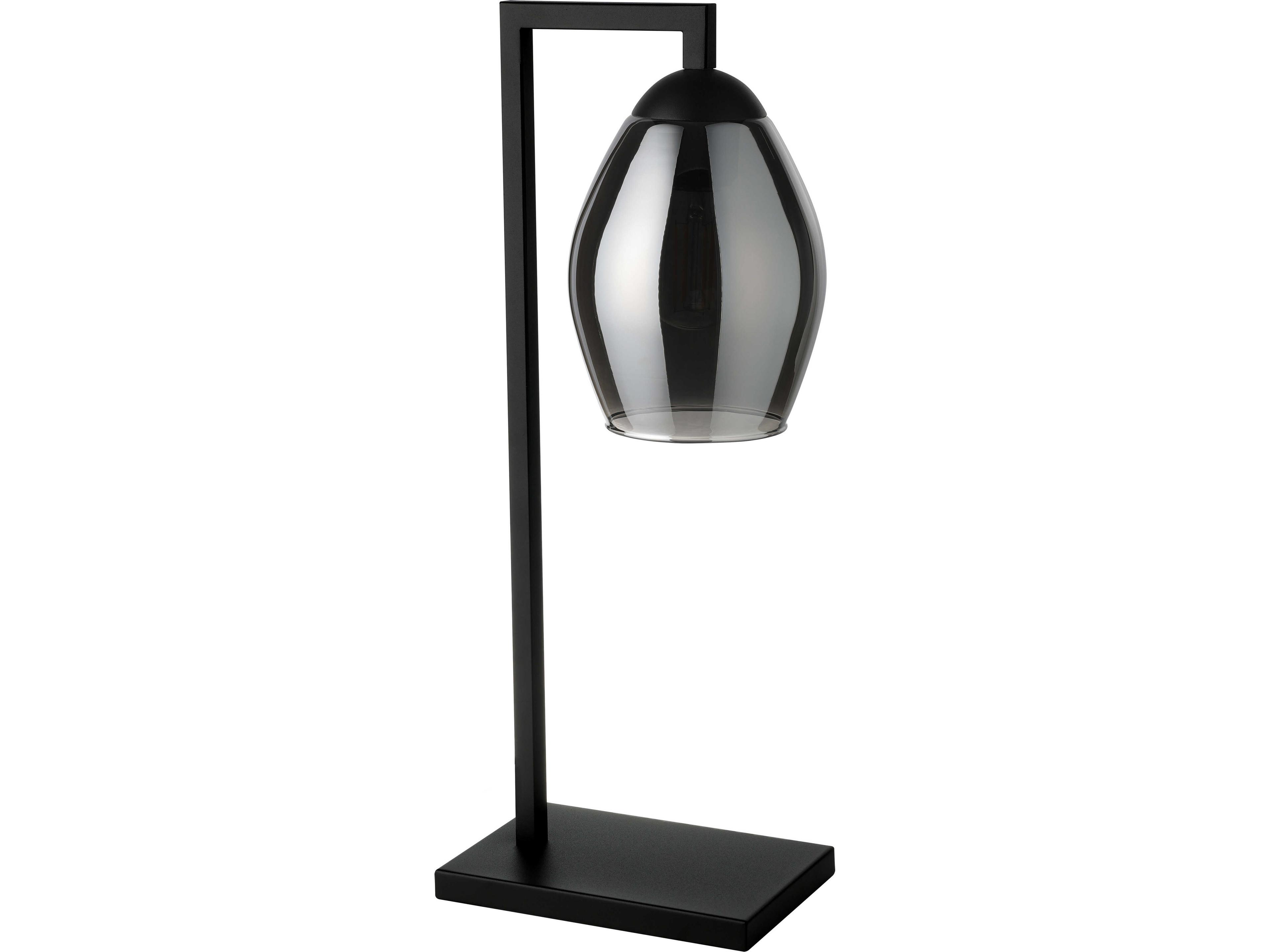 Eglo Estanys Matte Black Chrome Smoked Glass Table Lamp