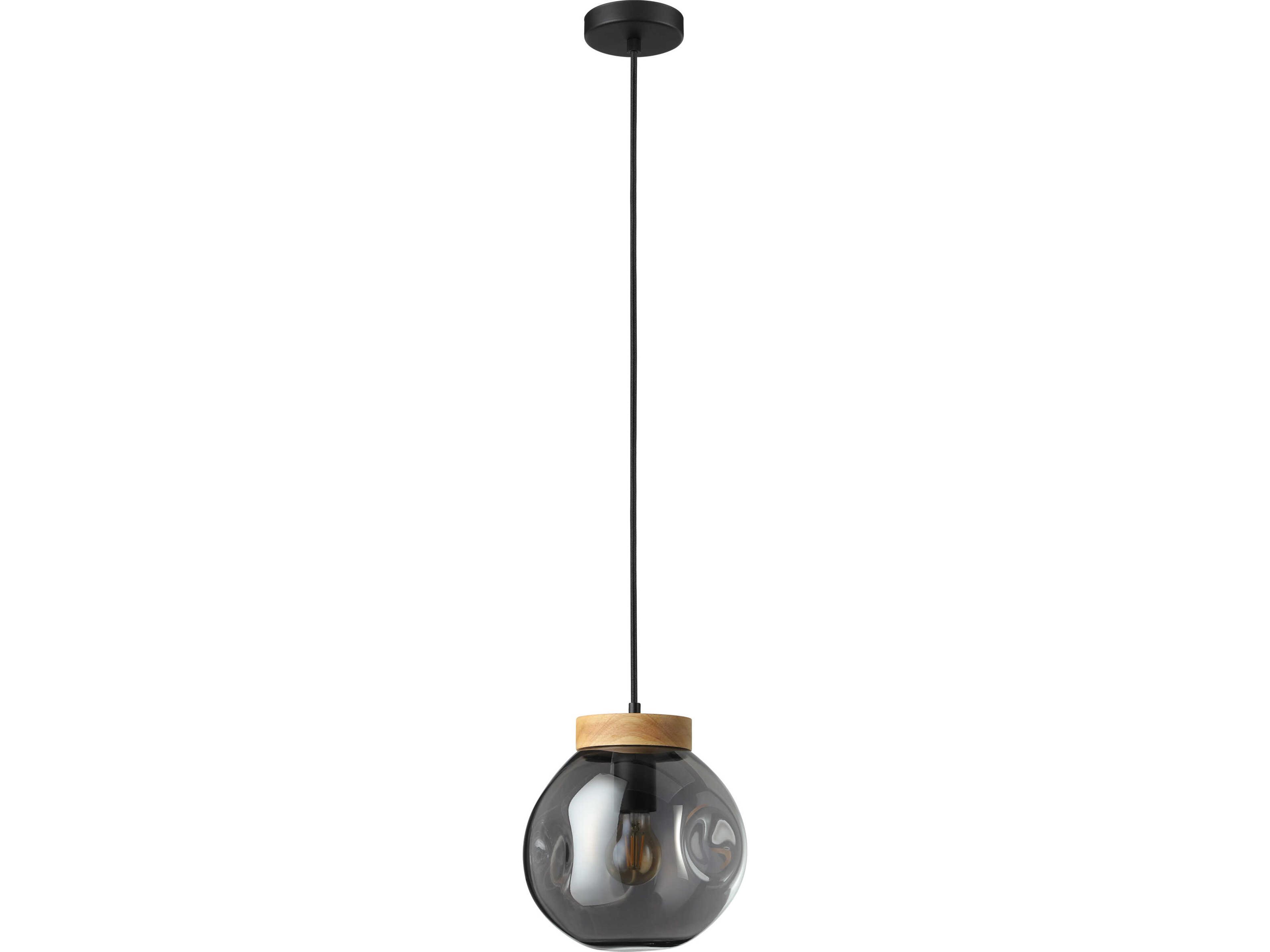 Eglo Magacela 1-Light Black Light Wood Mini Pendant