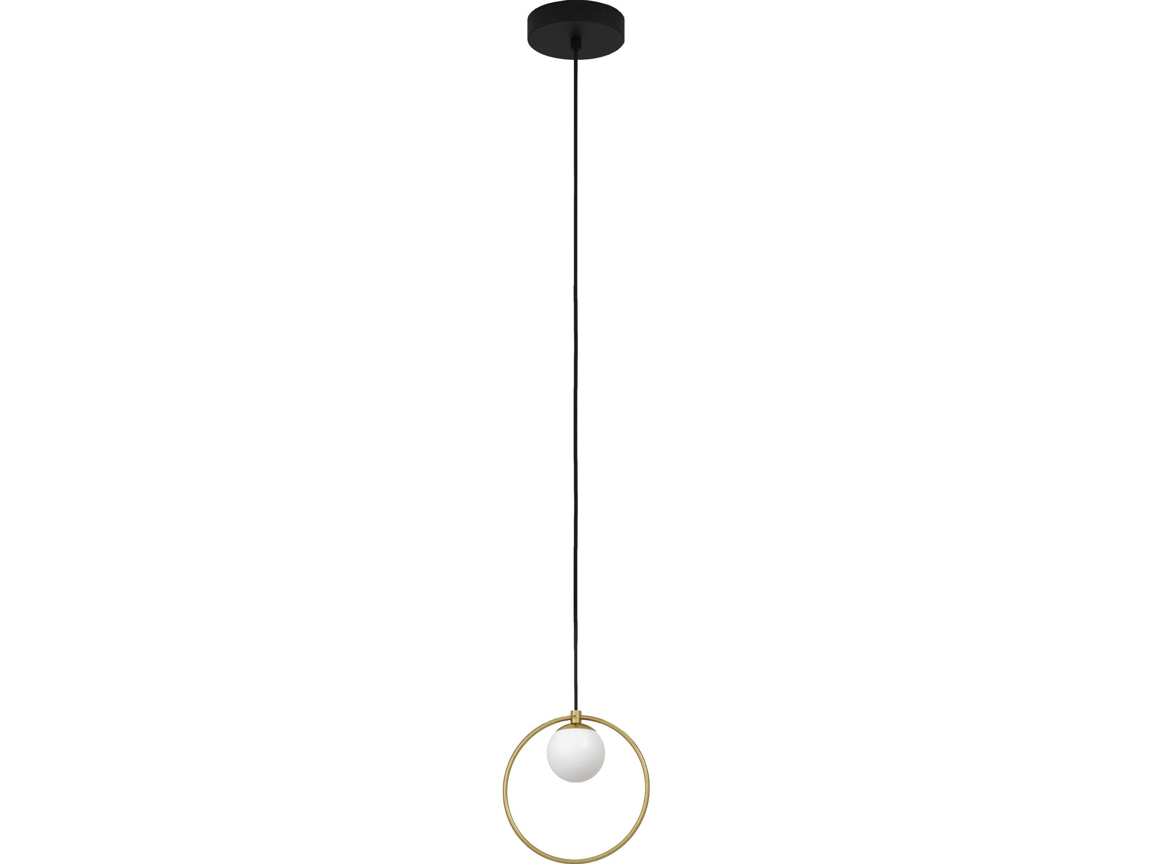 Eglo Portocolom 1-Light Black Shiny Brass Globe Round Mini Pendant