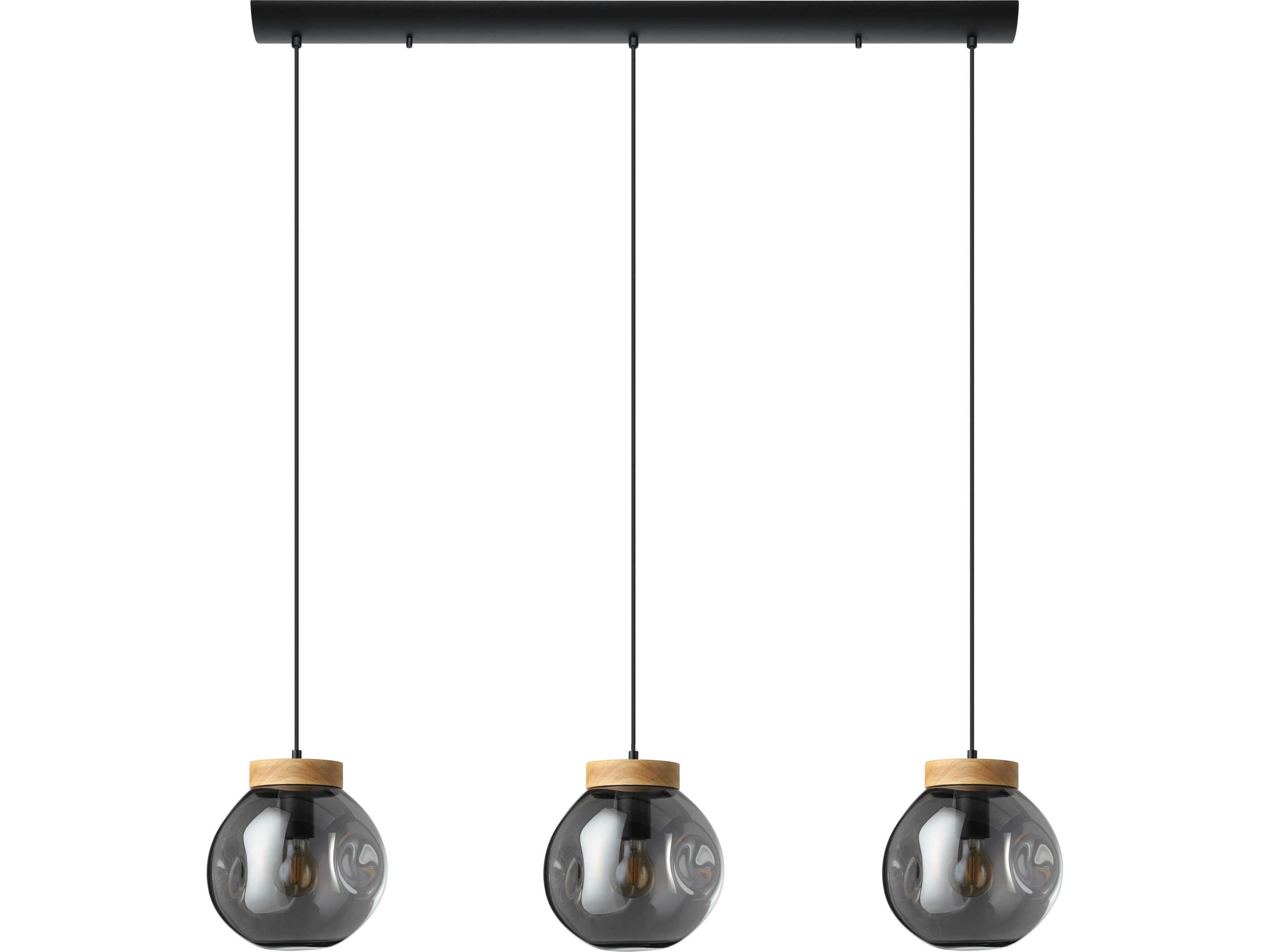 Eglo Magacela 3-Light Black Light Wood Island Pendant